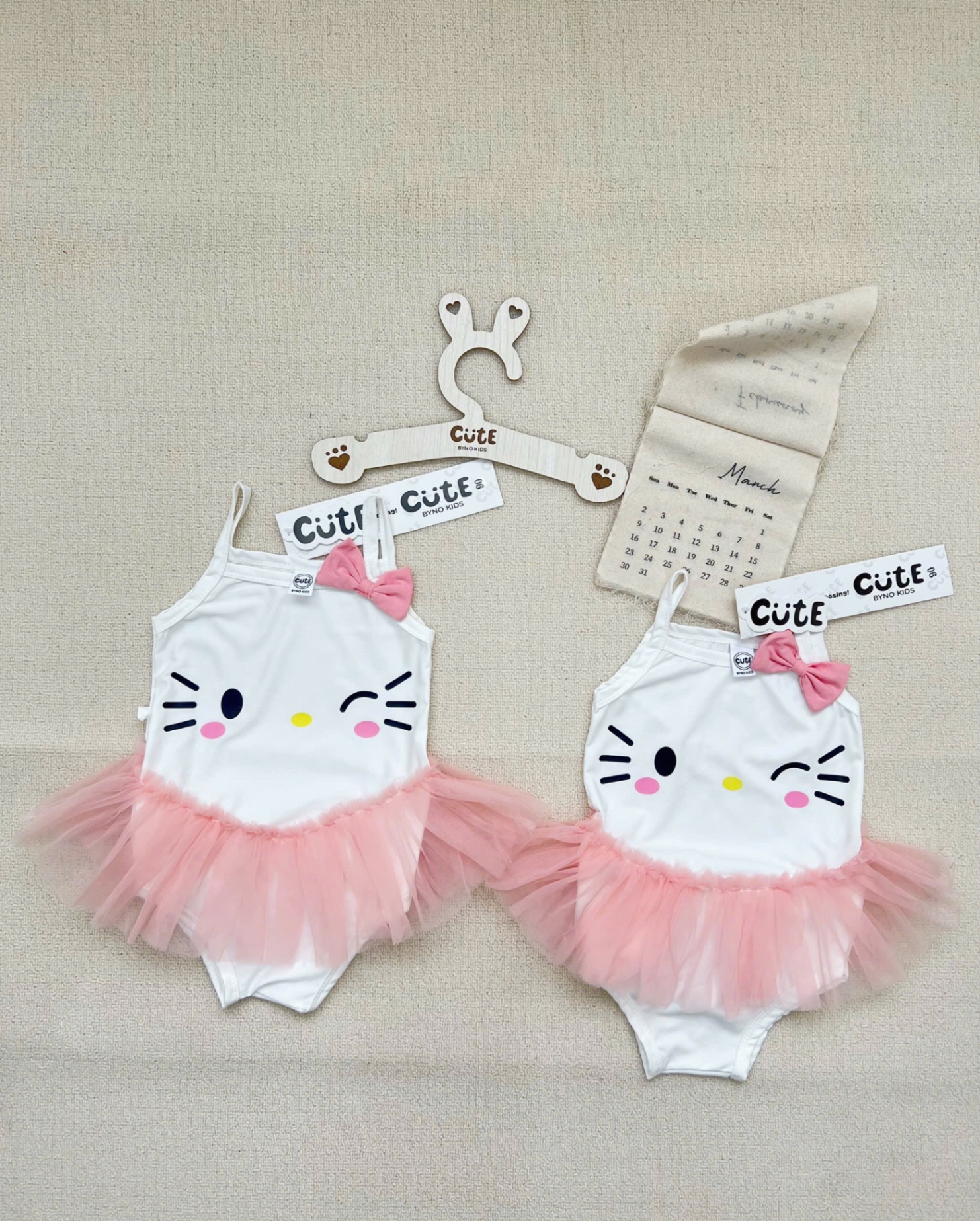 SET BIKINI 2 DÂY KITTY TRẮNG VOAN BỒNG XOÈ CHO BÉ GÁI NEW 2025