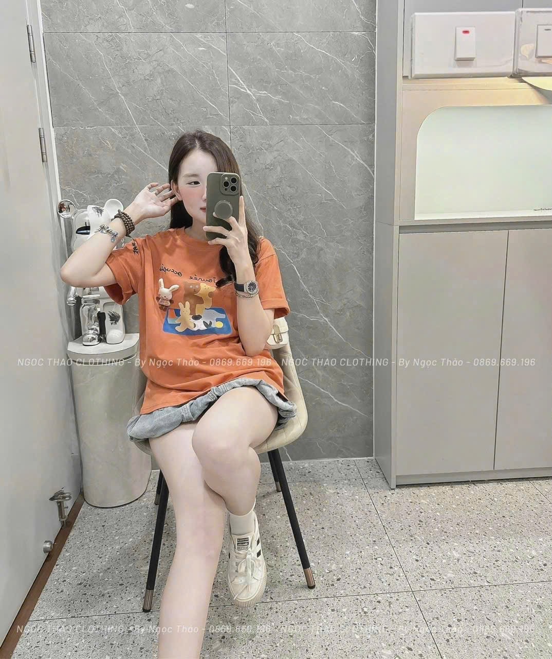 ÁO PHÔNG CAM HÌNH THÚ KÈM STICKER