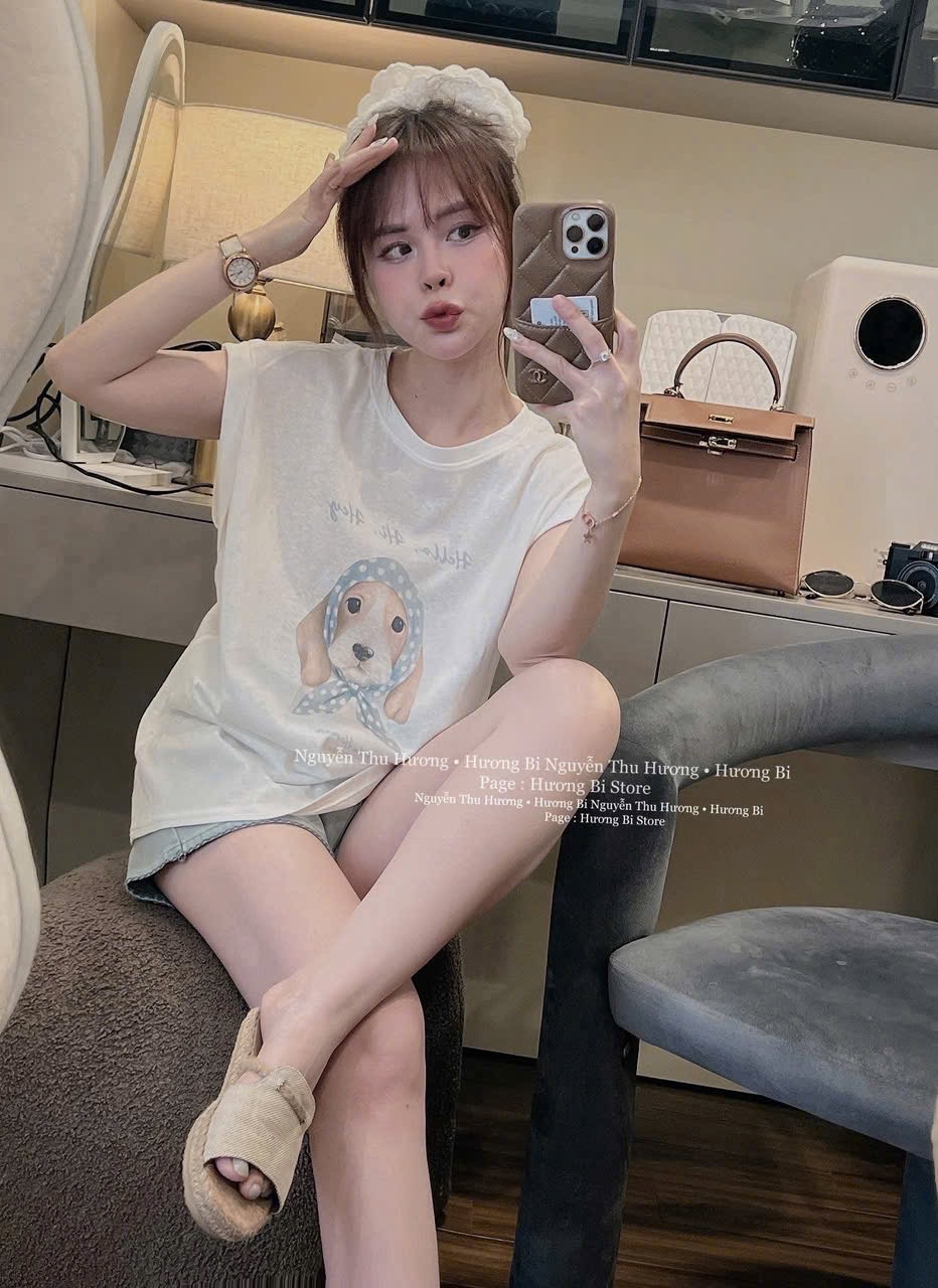 SET ÁO PULL CỘC TRẮNG HÌNH CÚN QUẦN JEAN