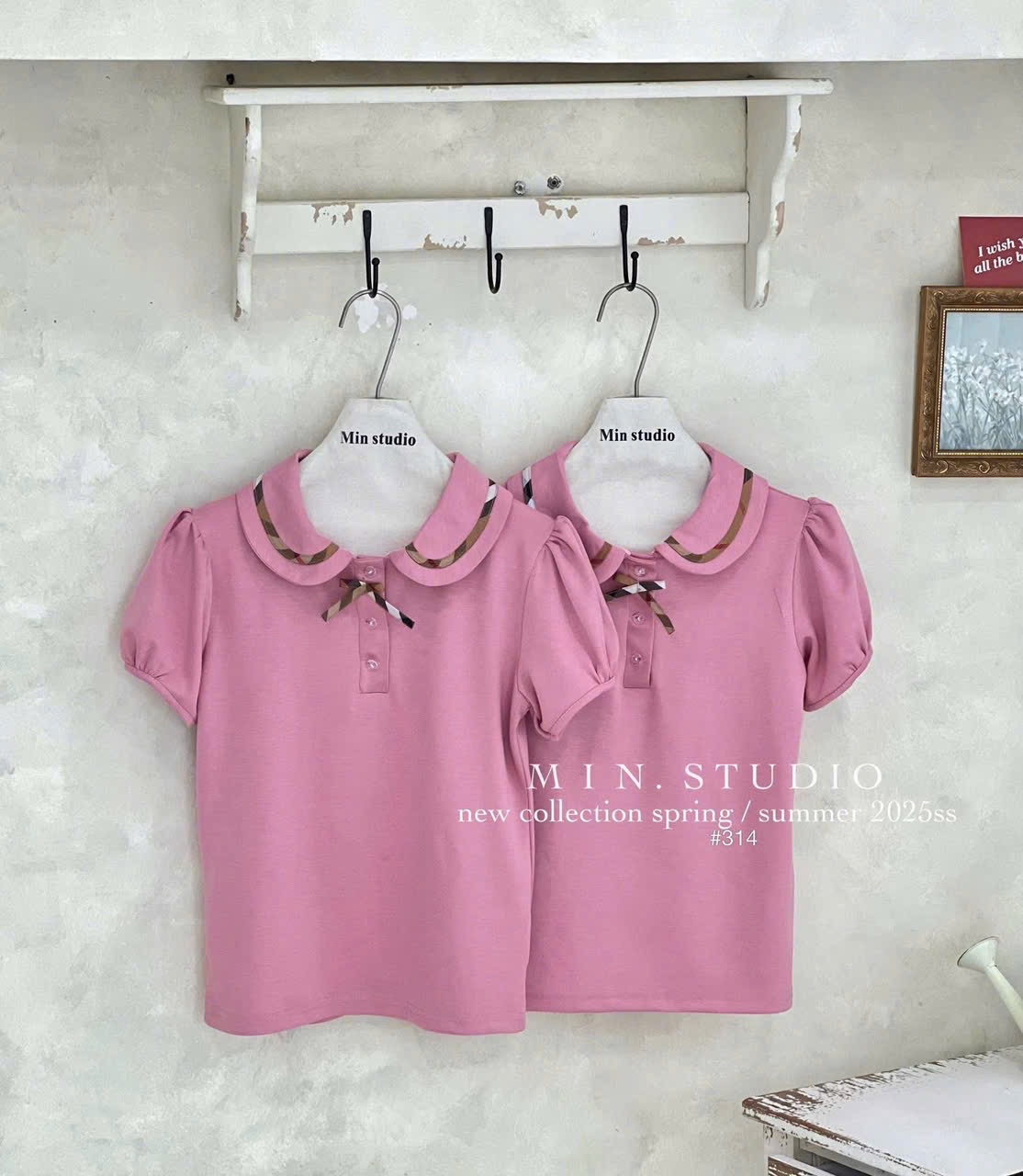 ÁO POLO HỒNG CỔ SEN PHỐI KẺ BBR