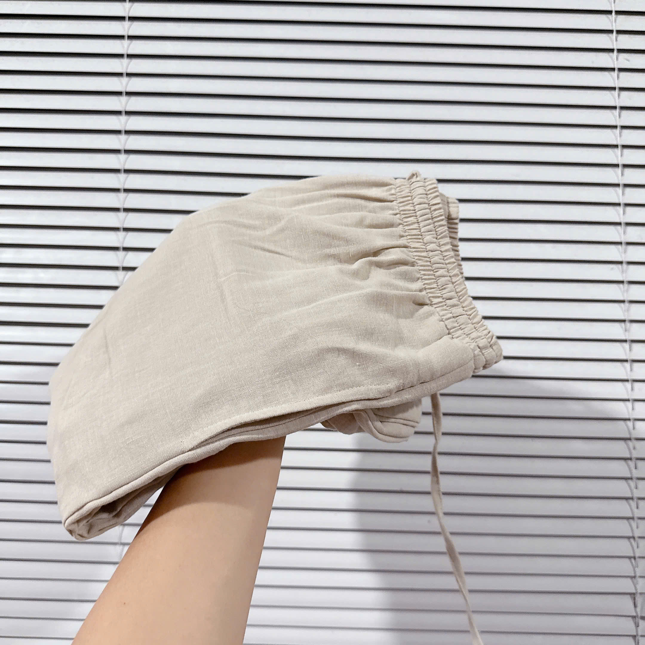 QUẦN DÀI NỮ ỐNG SUÔNG RỘNG LINEN CẠP CHUN DÂY RÚT