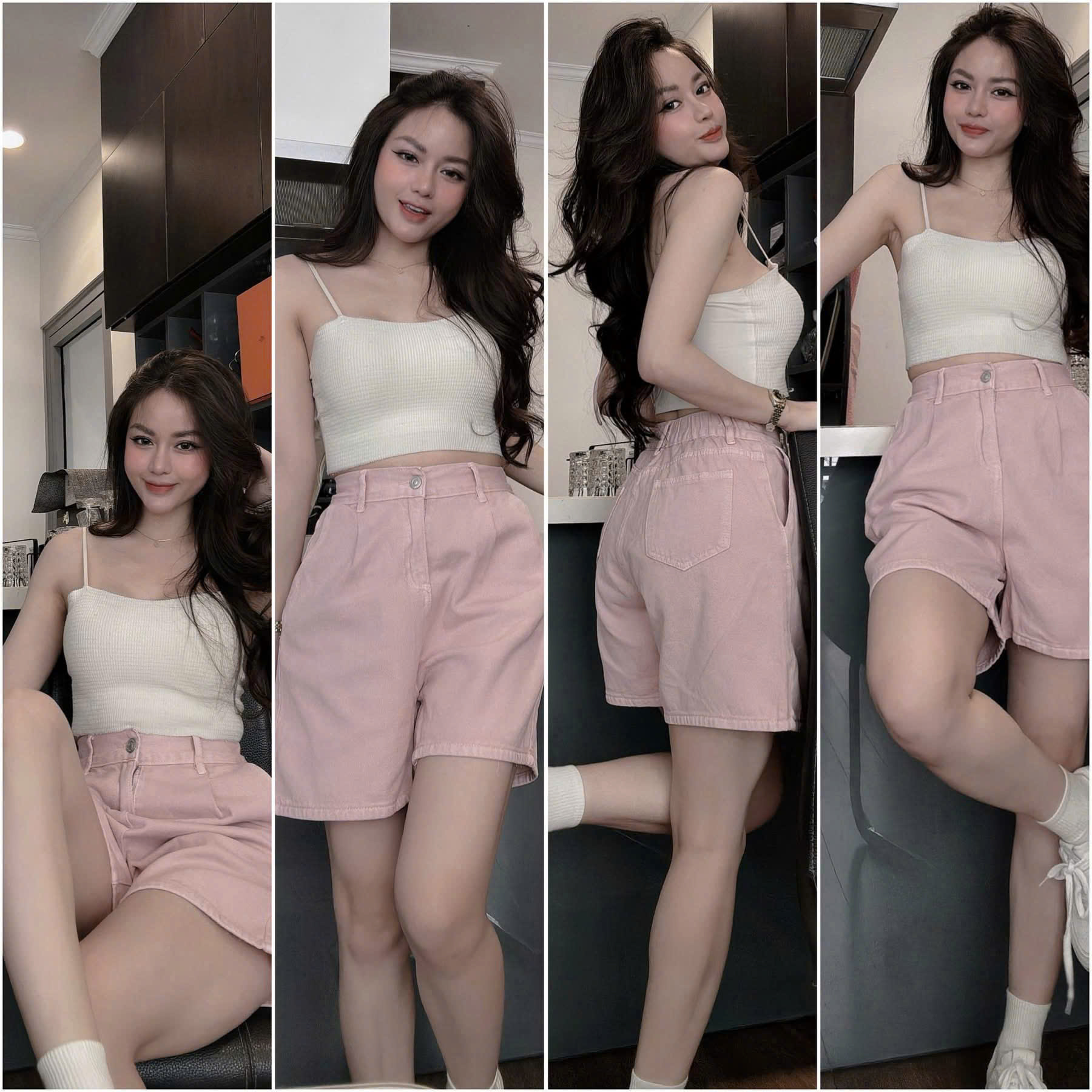 QUẦN SOOC JEAN HỒNG LY TRƯỚC CHUN SAU