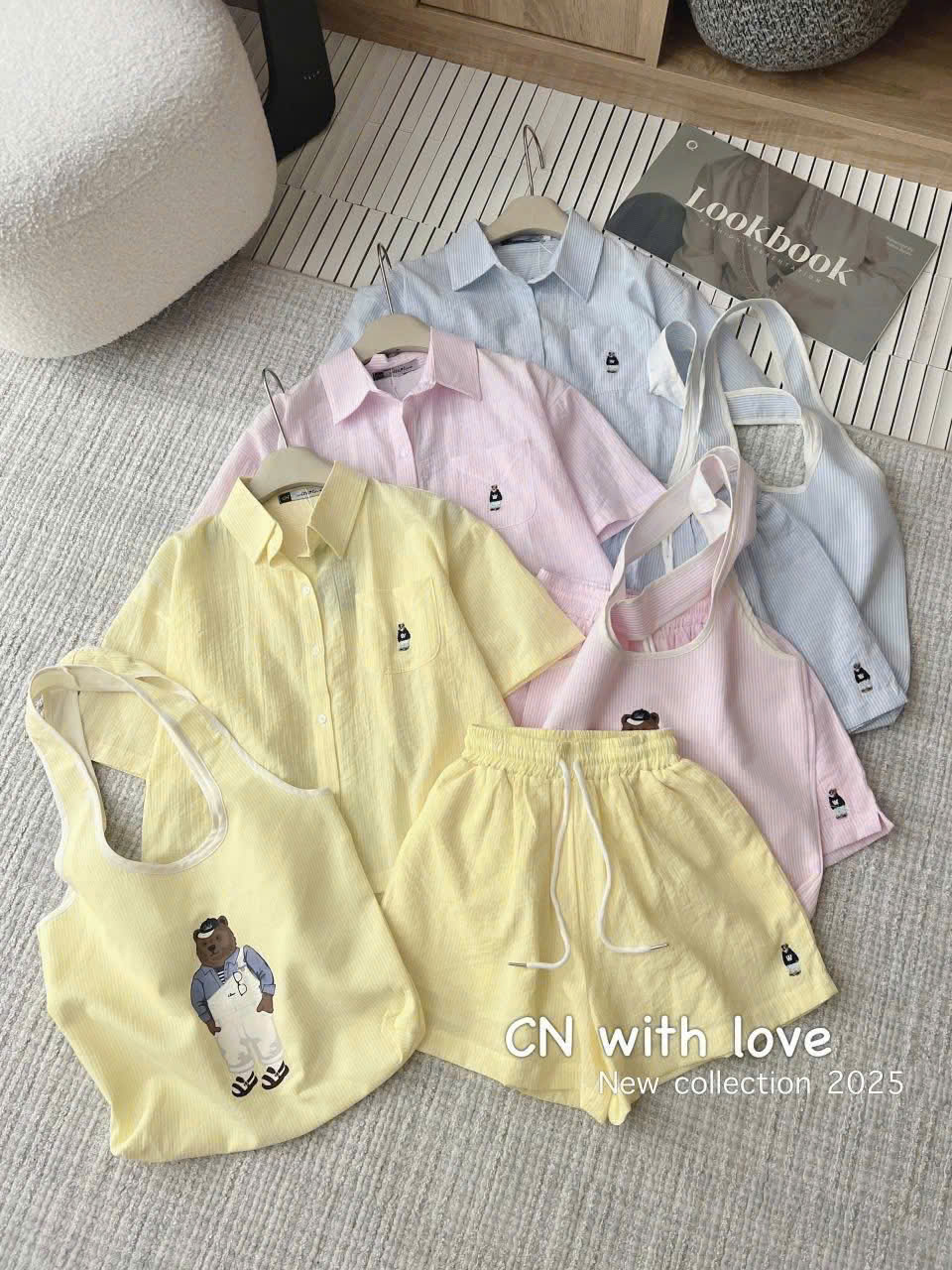 SET 3 CT KẺ NHÍ THÊU GẤU TẶNG KÈM TÚI