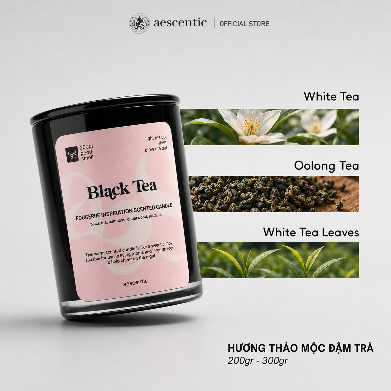 Nến thơm hương nước hoa Aescentic - Black Tea