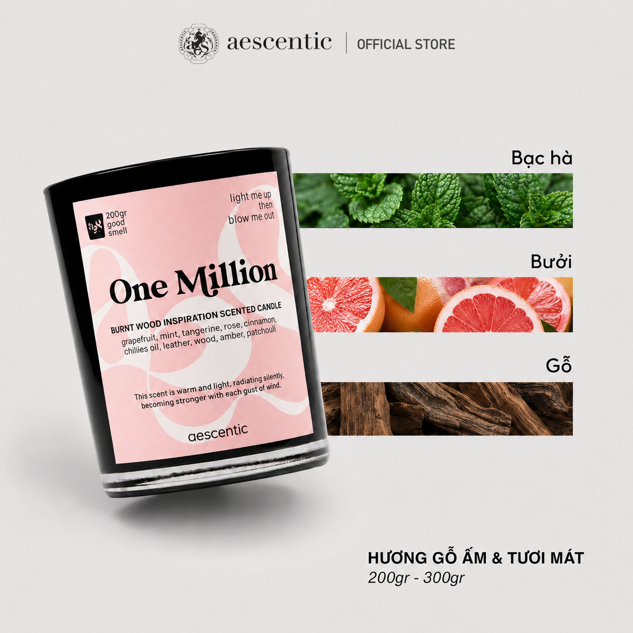 Nến thơm hương nước hoa Aescentic - One Million