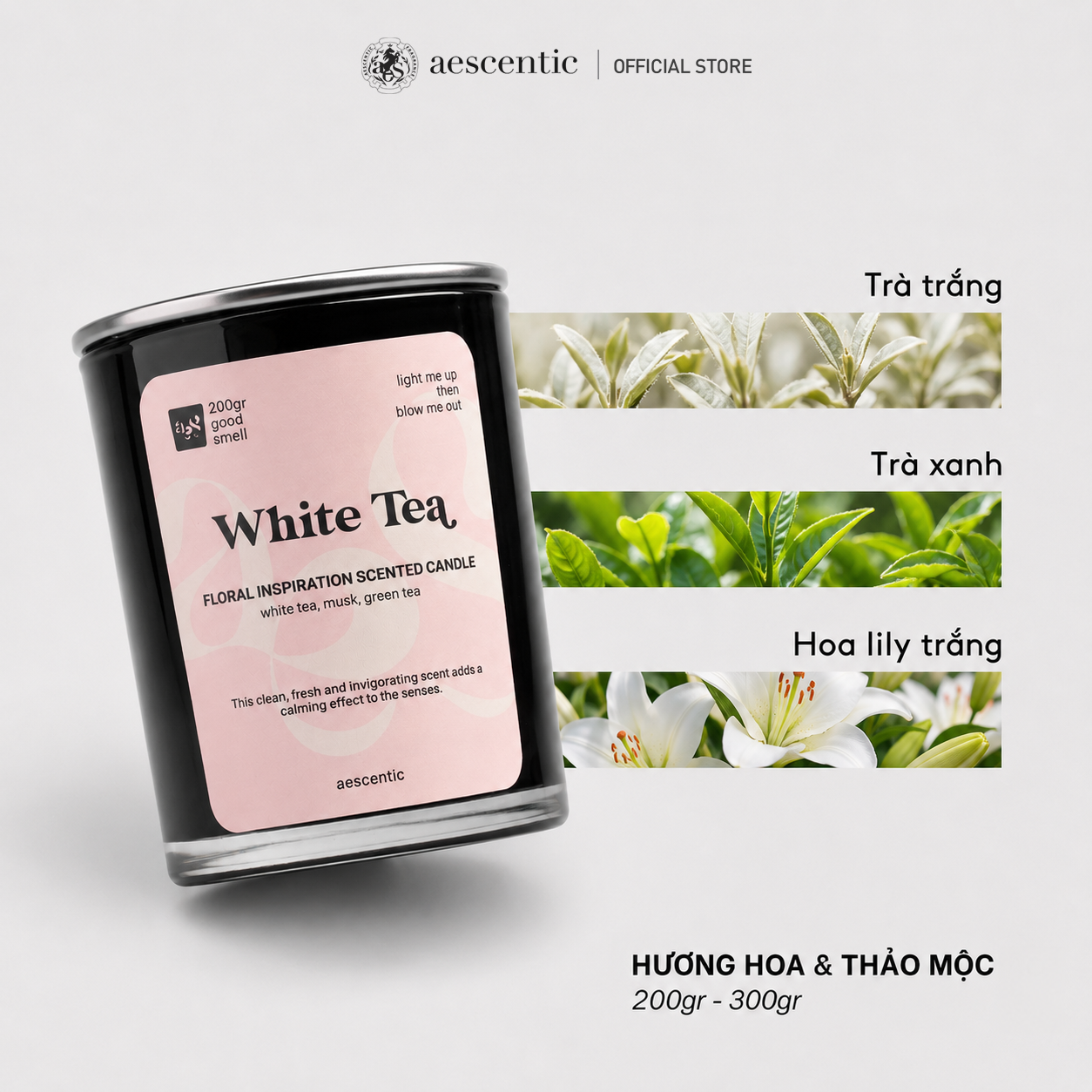 Nến thơm hương nước hoa Aescentic - White Tea