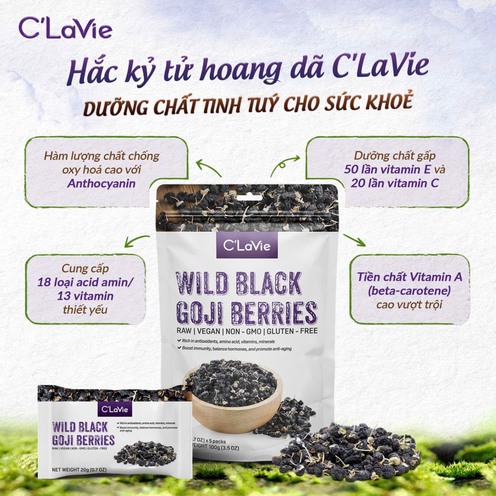 Hắc kỉ tử hữu cơ C'Lavie (100g)