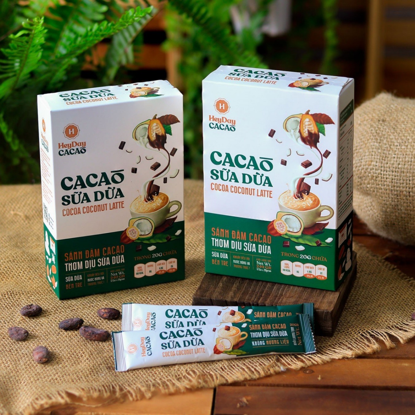 HEYCACAO - Cacao Sữa Dừa (hộp 12 gói)