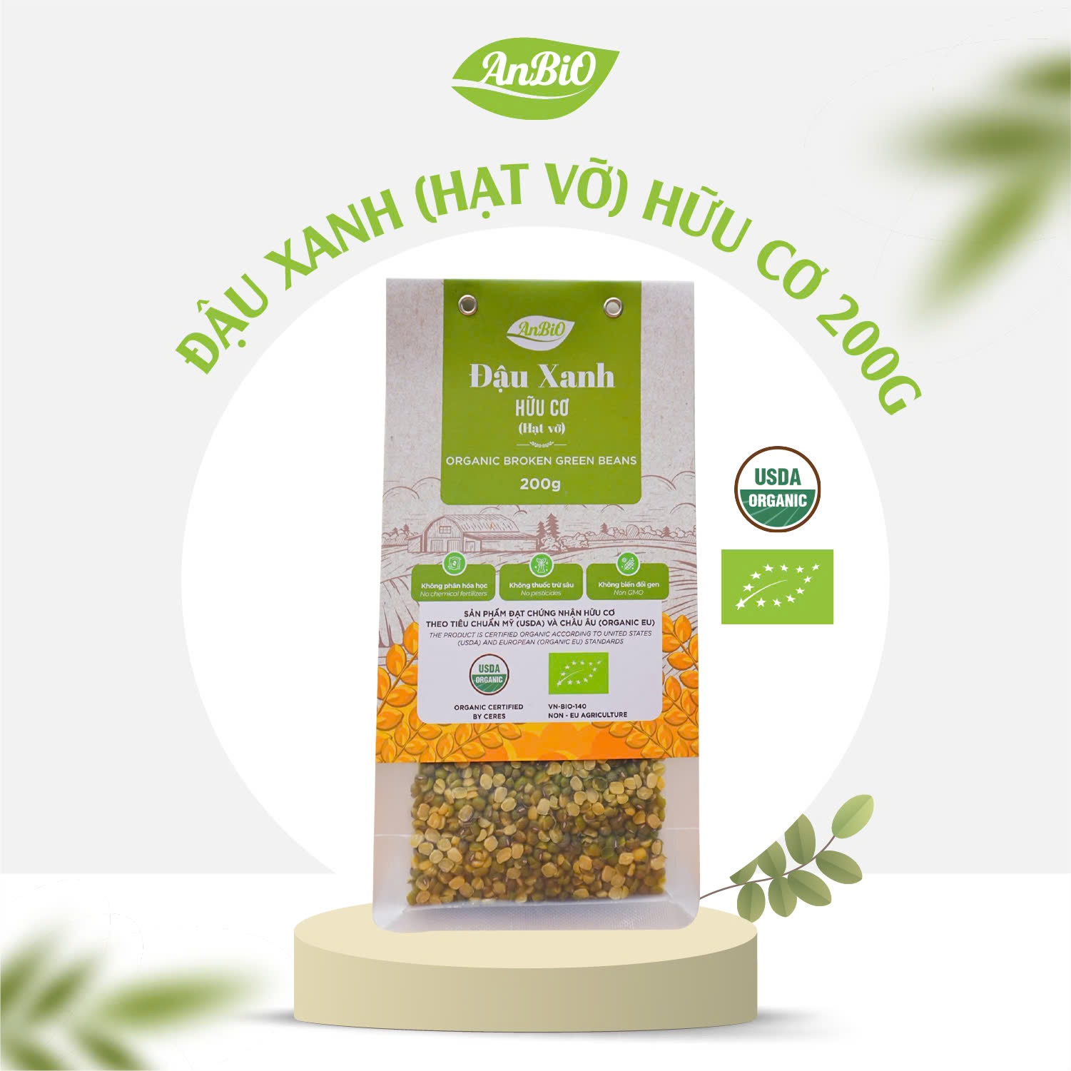 ABO Đậu Xanh Hữu Cơ - Hạt Vỡ (200g)