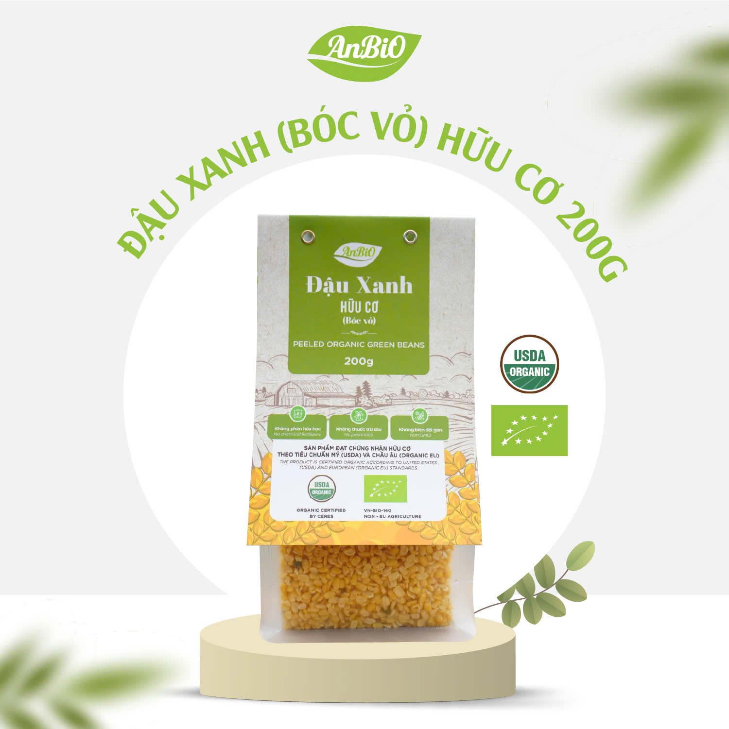 ABO Đậu Xanh Hữu Cơ - Bóc Vỏ (200g)