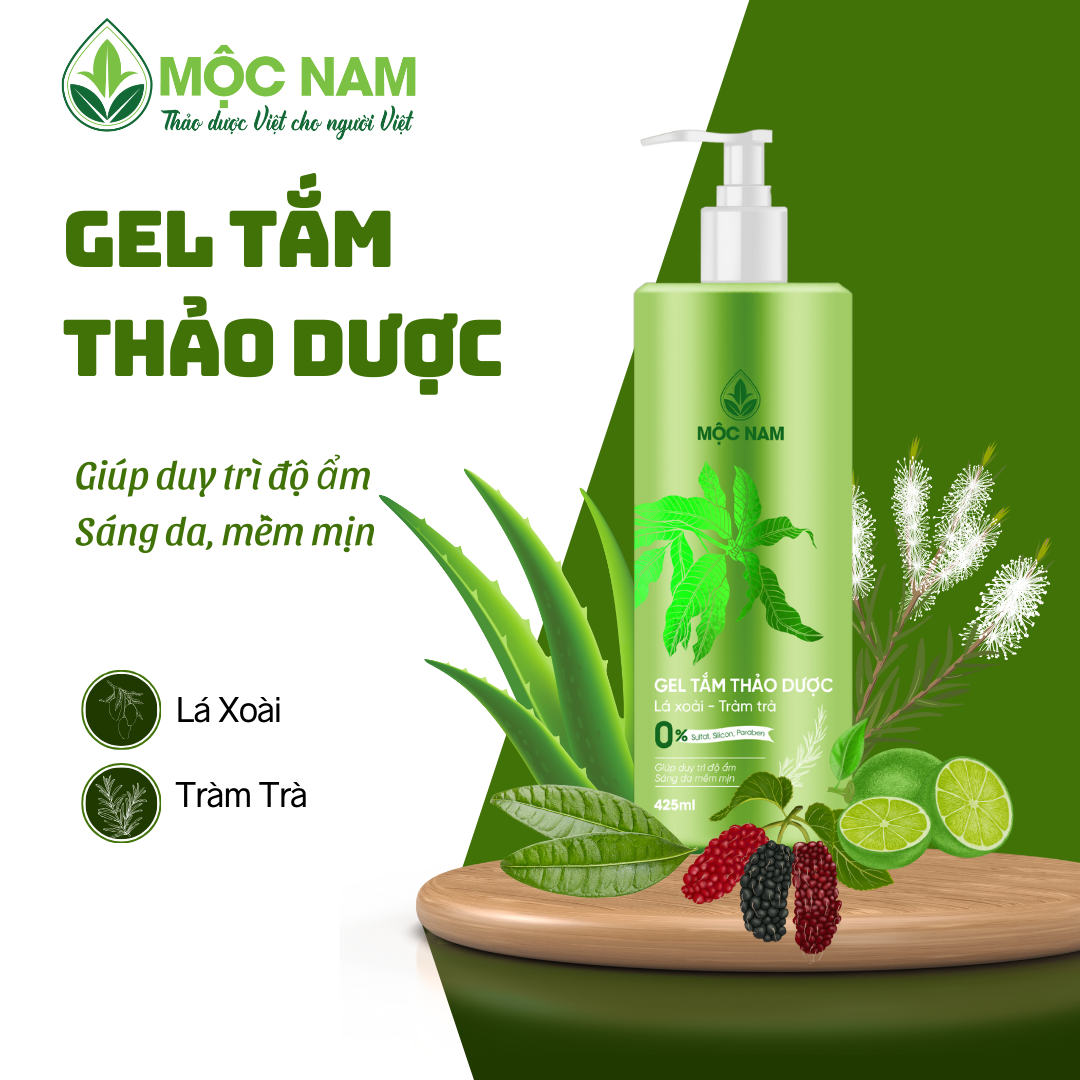MN Gel tắm thảo dược Lá Xoài - Tràm trà (425ml)