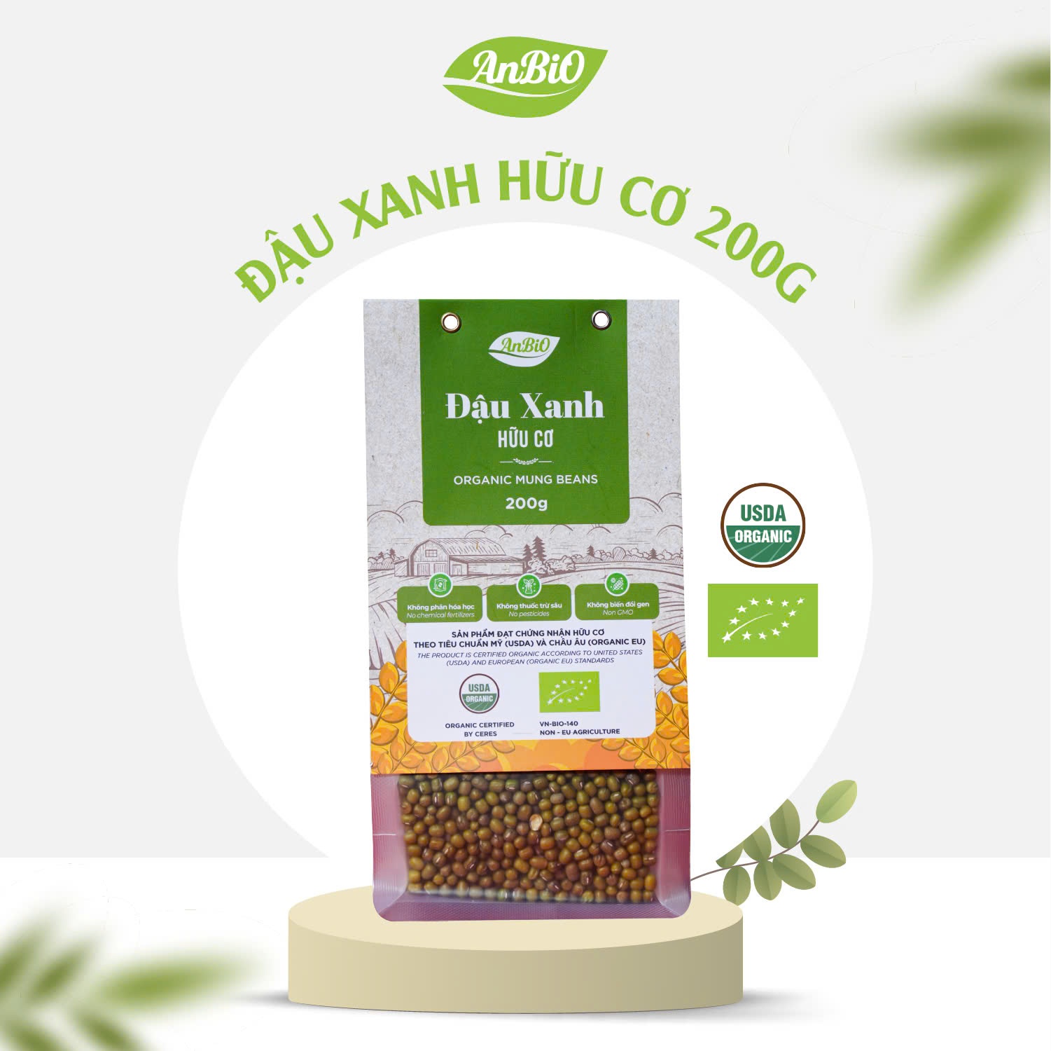 ABO Đậu Xanh Hữu Cơ - Hạt Nguyên Vỏ (200g)