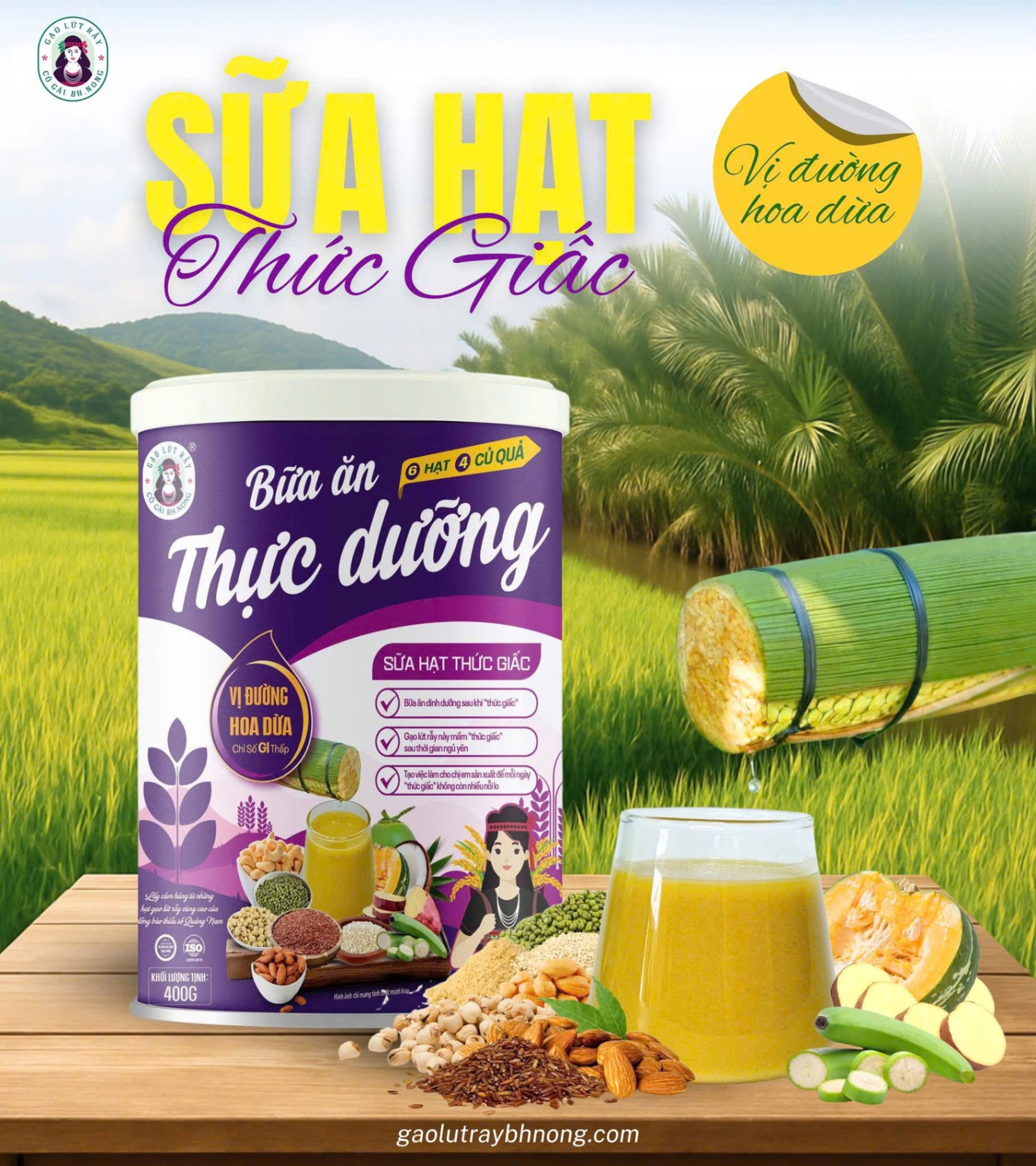 BH Sữa hạt thức giấc (ĐƯỜNG HOA DỪA - 400g)