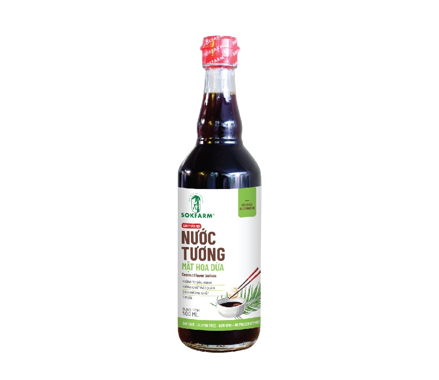 Nước Tương Mật Hoa Dừa SokFarm (ÍT MUỐI - 500ml)