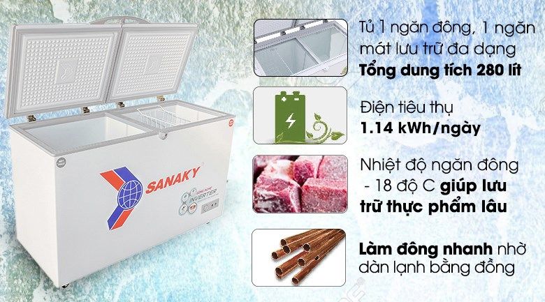 Tủ đông Sanaky Inverter 280 lít VH-4099W3