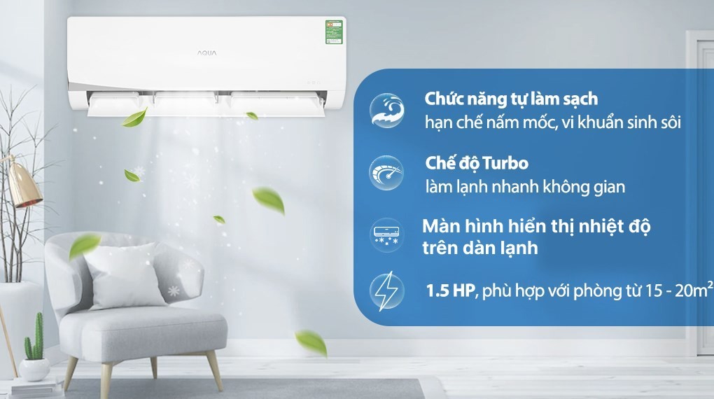 Máy lạnh Aqua 1.5 HP AQA-KCR12NQ-S