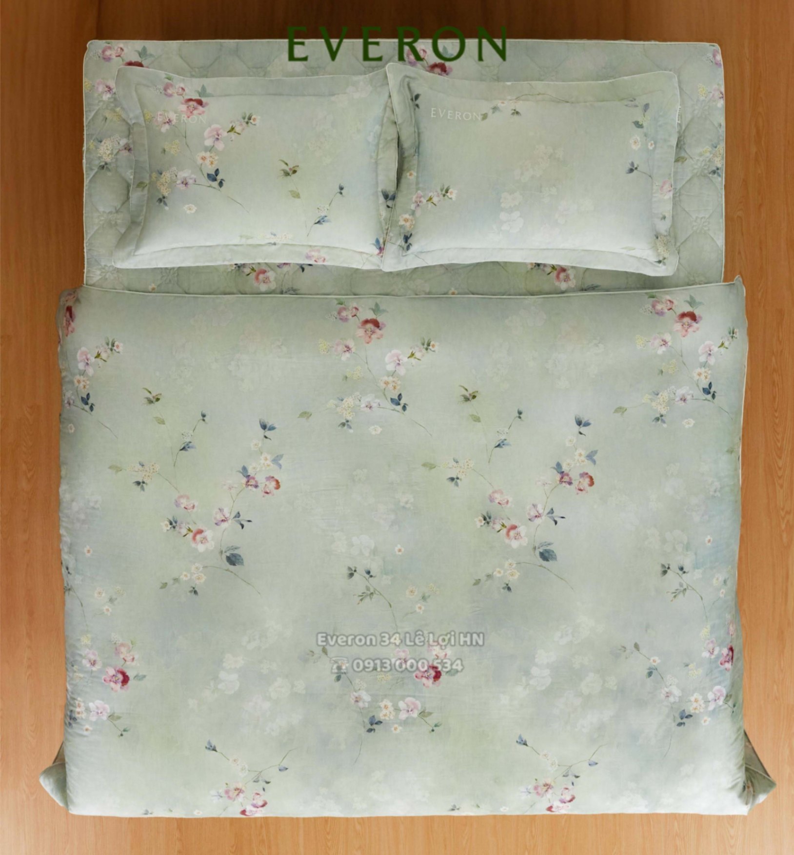 Mẫu chăn ga gối EVERON màu hoa EPTC 26011 Thu Thiên Thanh vải Tencel Blend