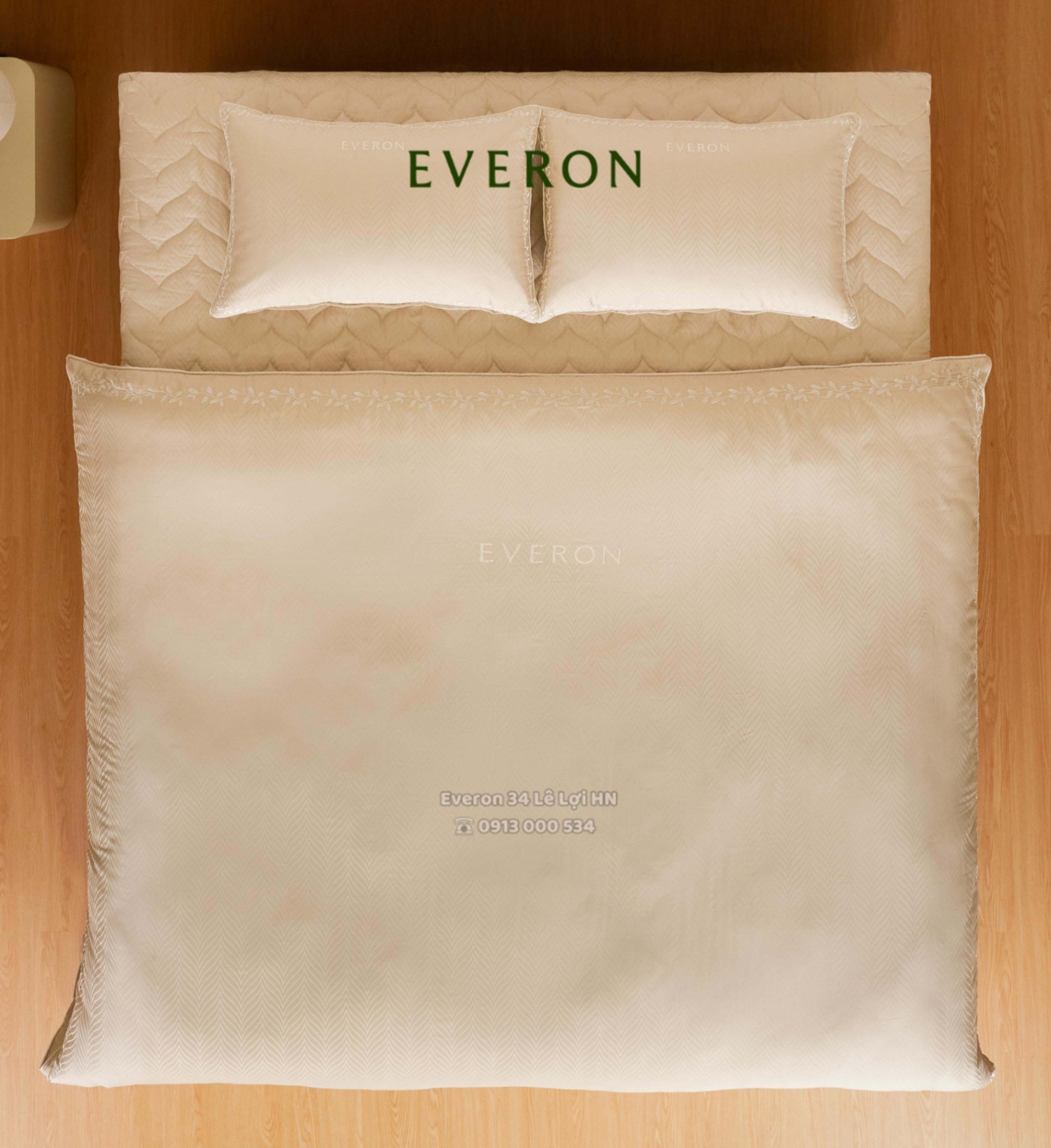 Bộ chăn ga gối EVERON EPBC 25025 Herringbone vải Tencel Jacquard cao cấp