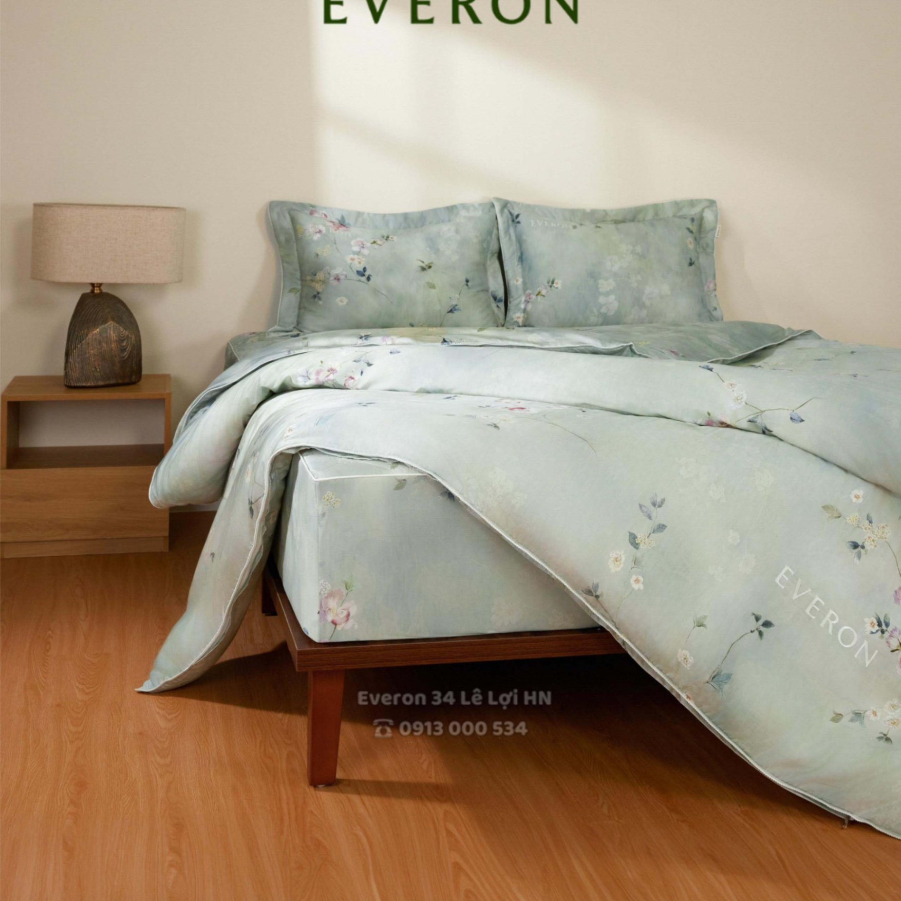 Mẫu chăn ga gối EVERON màu hoa EPTC 26011 Thu Thiên Thanh vải Tencel Blend