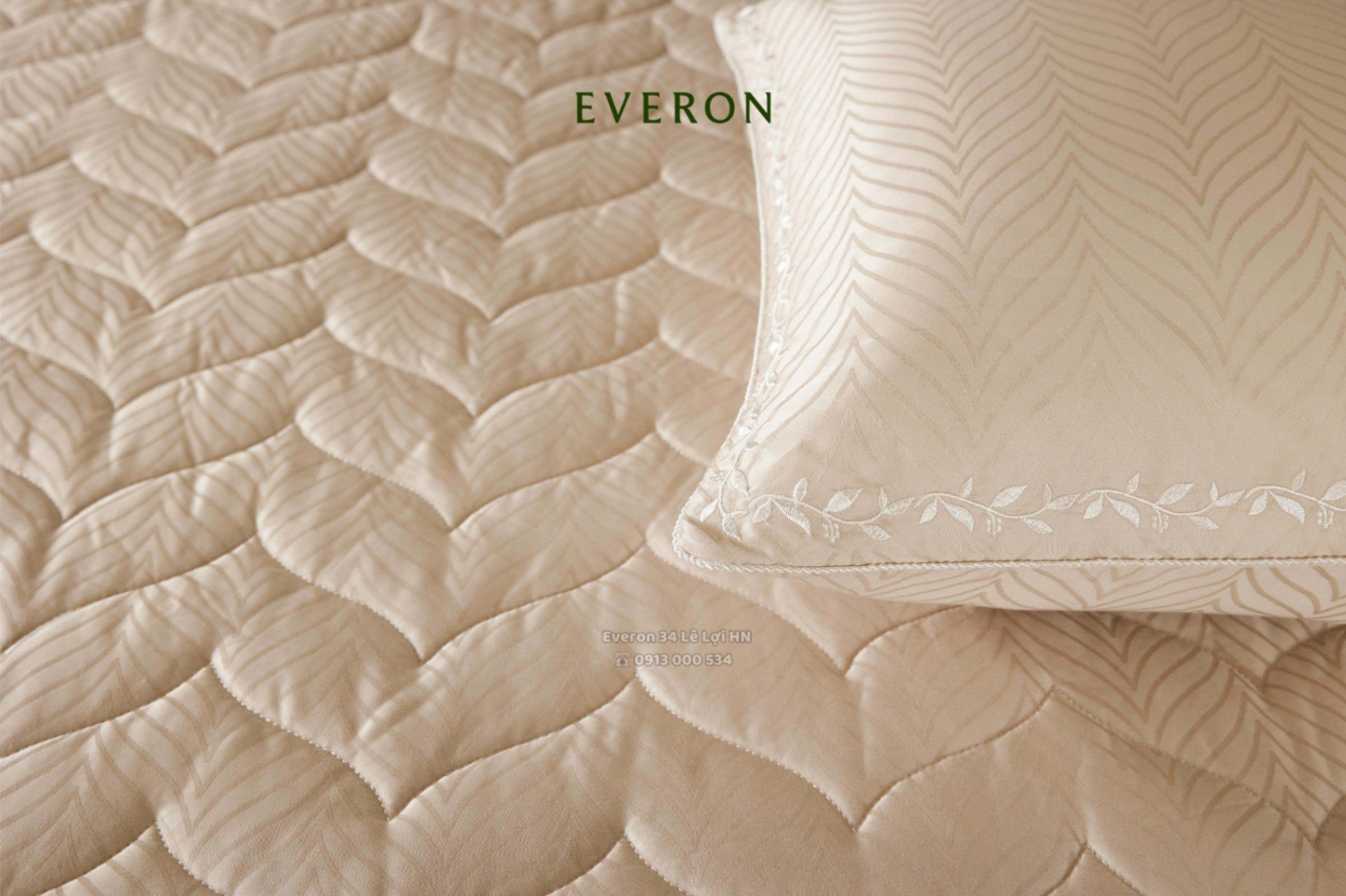 Bộ chăn ga gối EVERON EPBC 25025 Herringbone vải Tencel Jacquard cao cấp