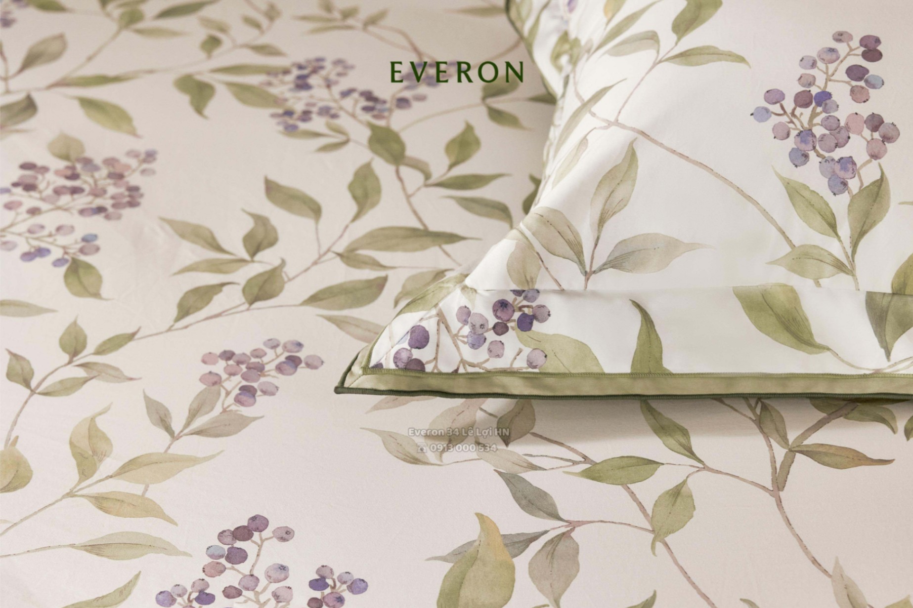 Mẫu chăn ga gối EVERON màu hoa cỏ EPC 26013 Mùa cỏ dại vải Cotton