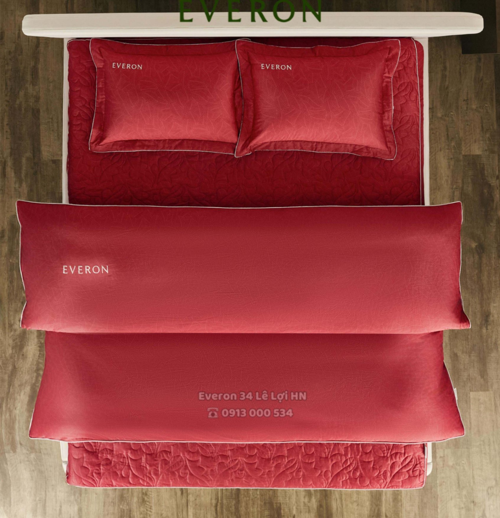 Mẫu chăn ga gối EVERON EPC 26016 Lá Thu Đỏ vải Cotton