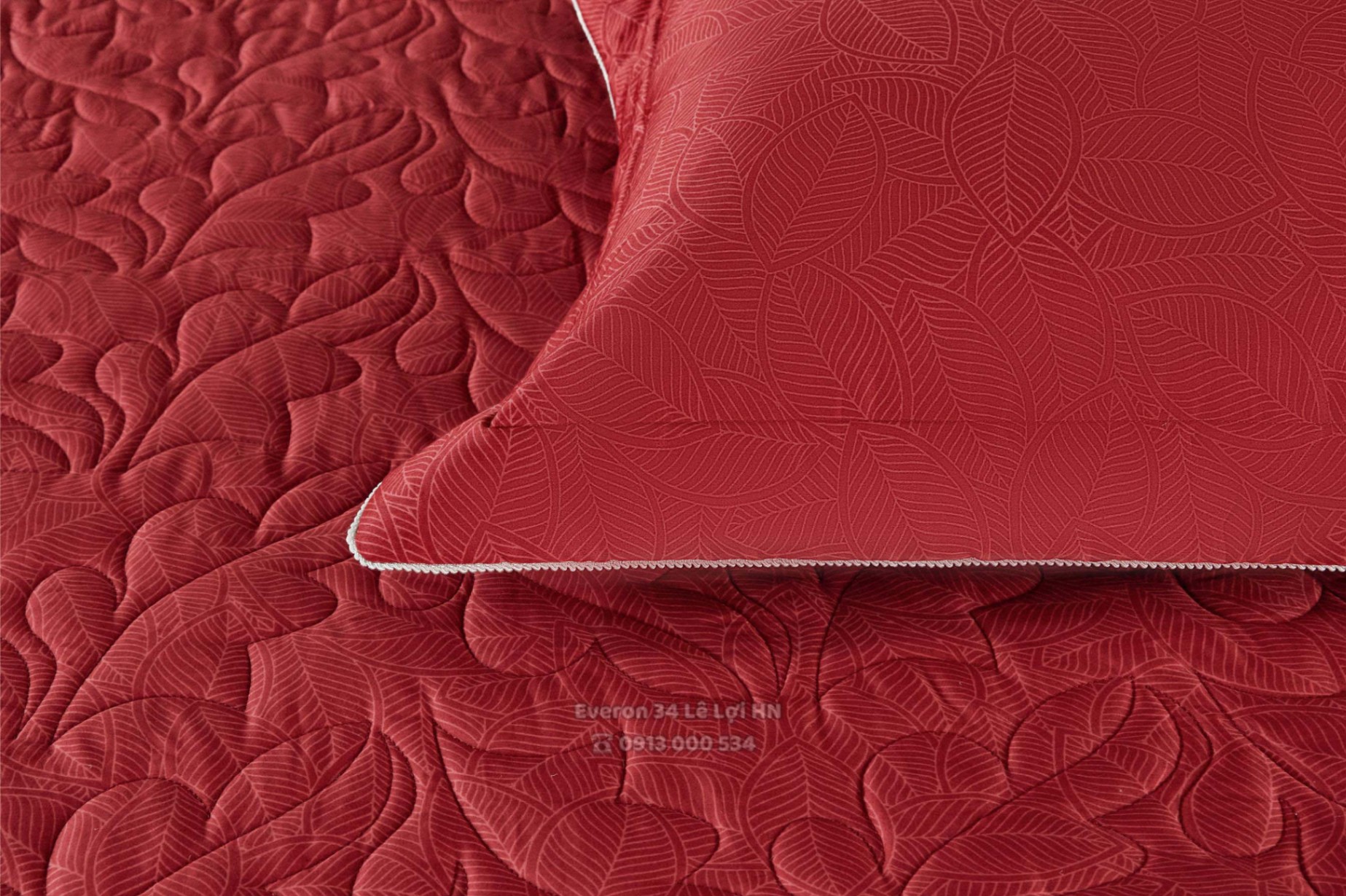 Mẫu chăn ga gối EVERON EPC 26016 Lá Thu Đỏ vải Cotton