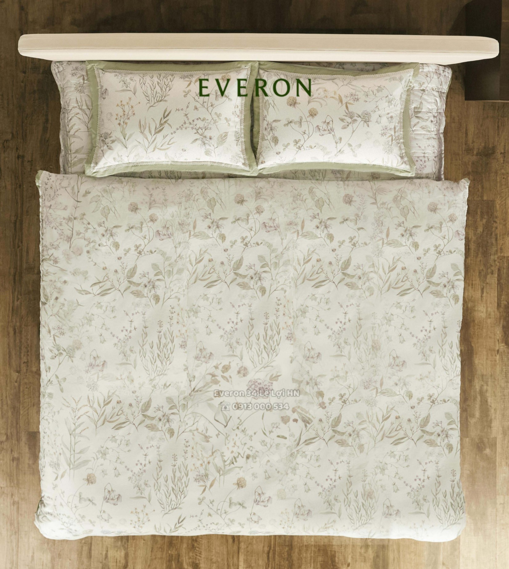 Bộ chăn ga gối EVERON EPC 26014 Sách Hoa, vải Cotton