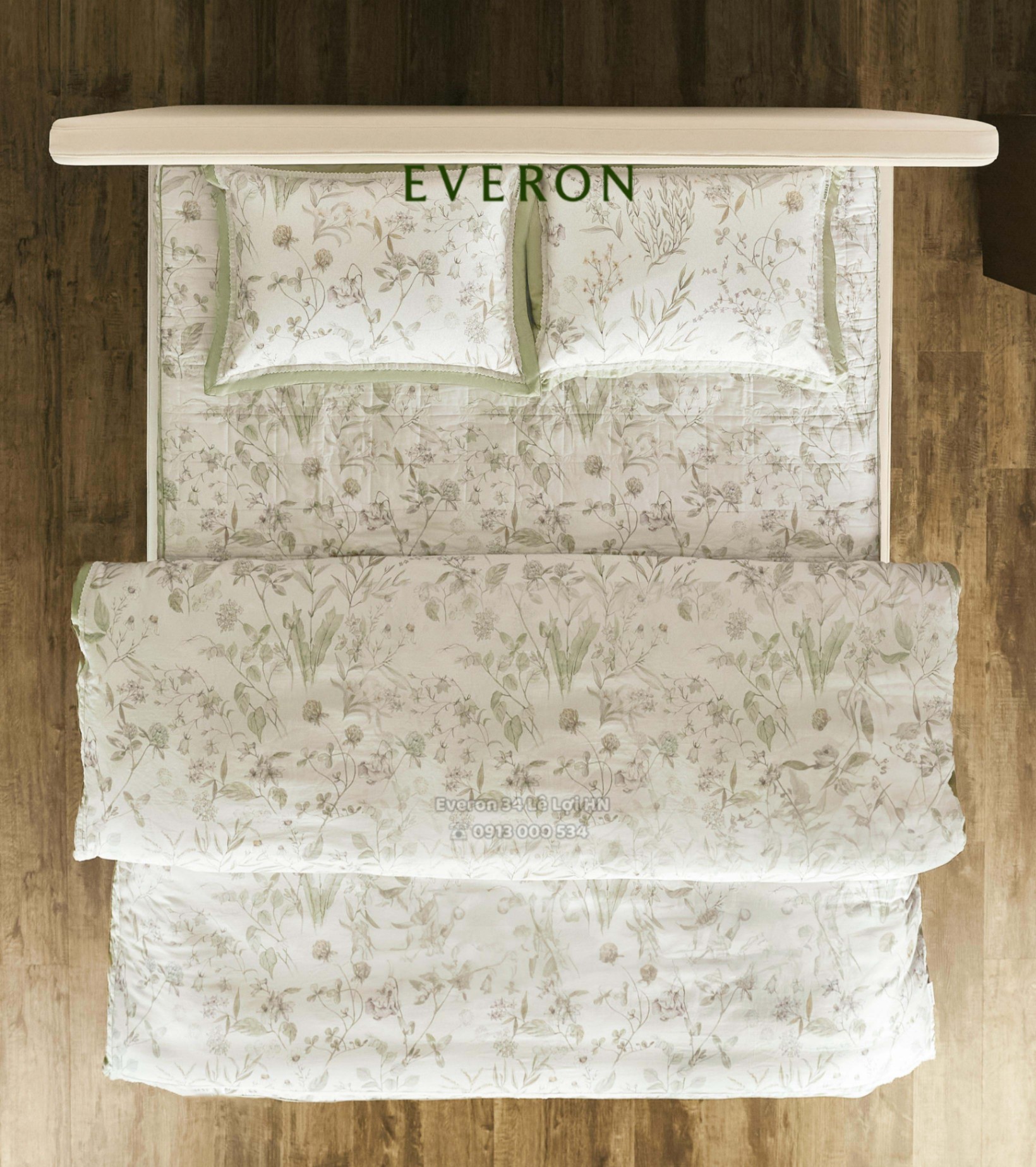 Bộ chăn ga gối EVERON EPC 26014 Sách Hoa, vải Cotton