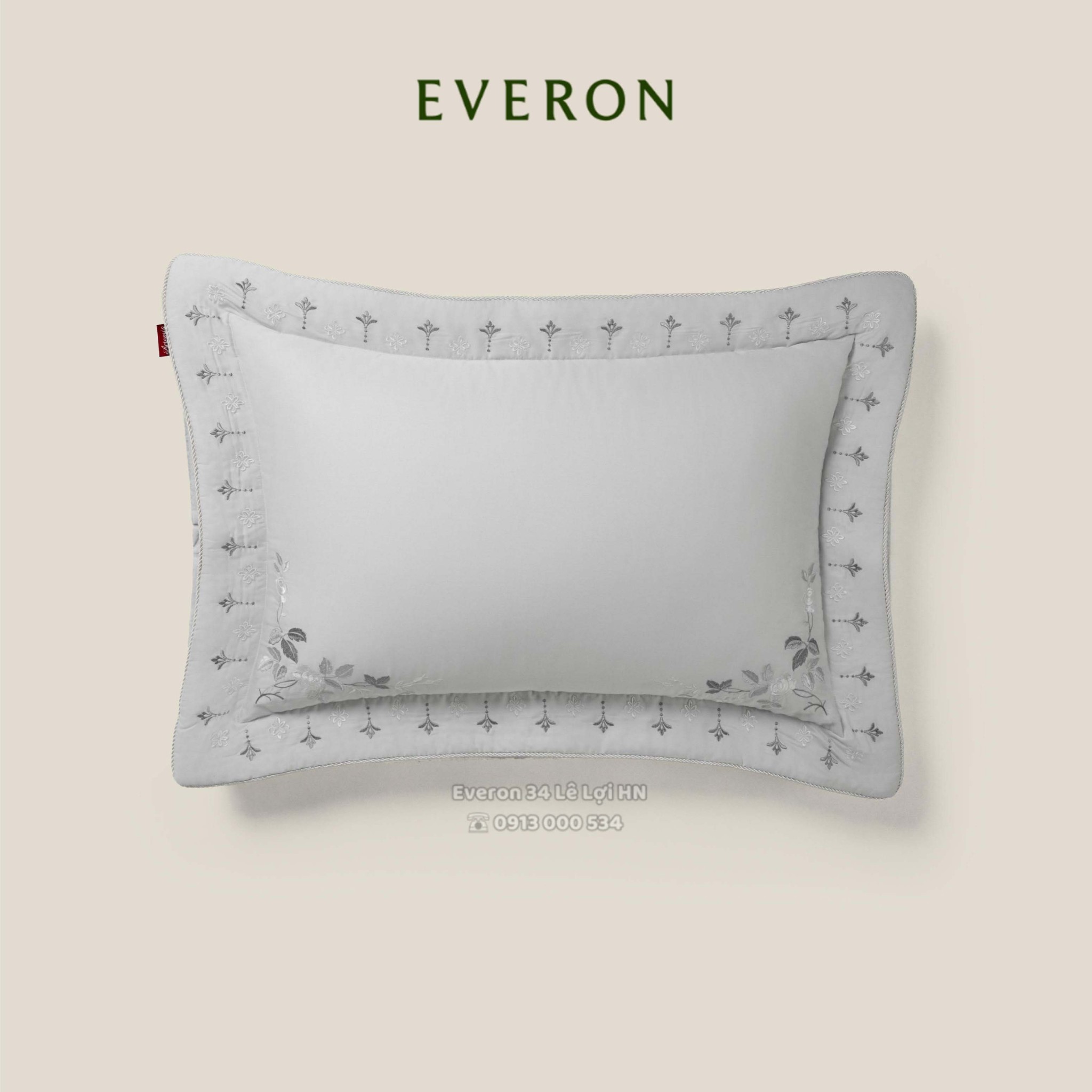 Bộ chăn ga Everon Artemis cao cấp ASBM 26101 màu platinum thêu vải lụa Silk - Cung điện Bạch Kim