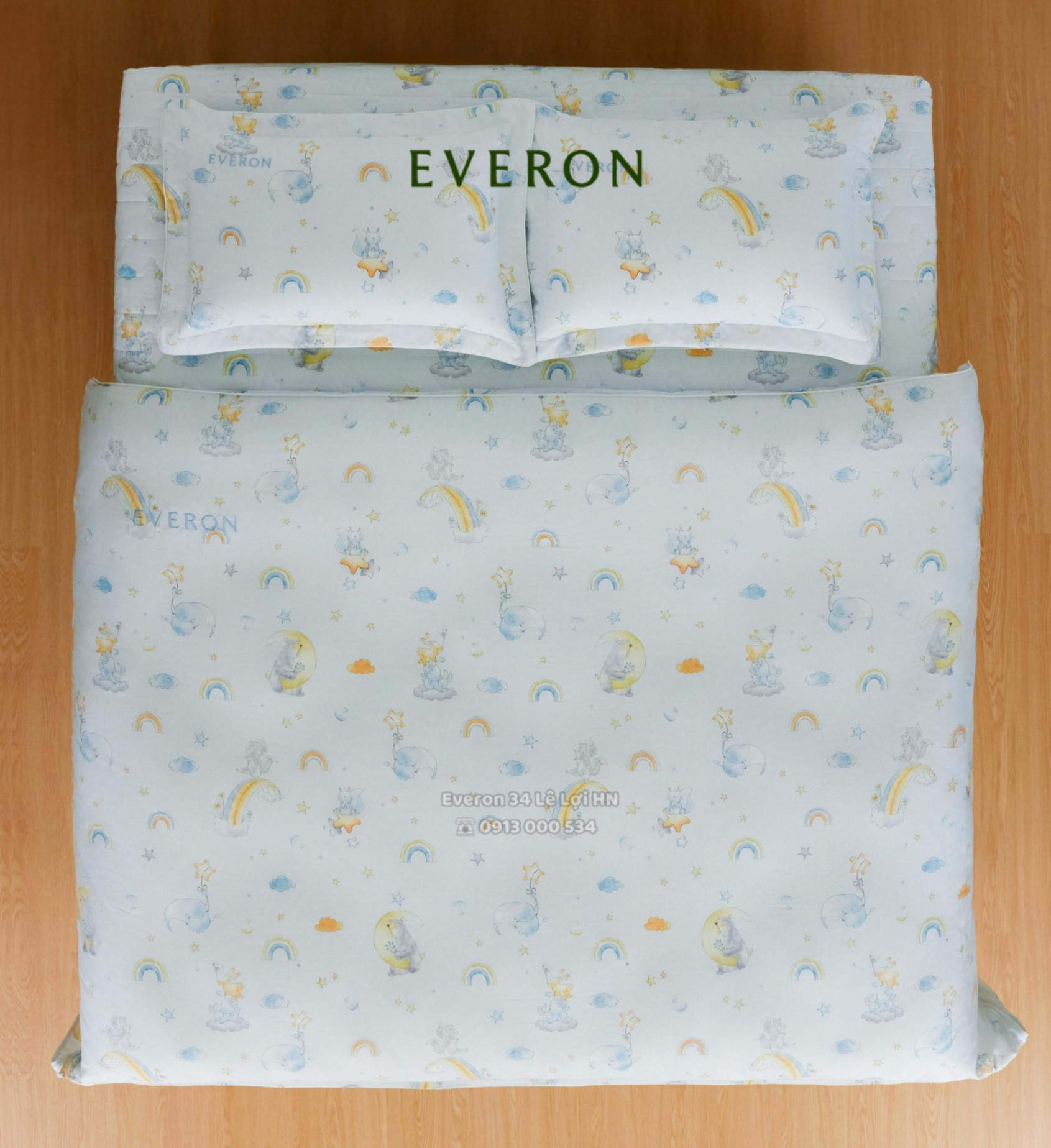 Mẫu chăn ga gối EVERON CPT 26201 Vườn thú trên mây vải Tencel cao cấp