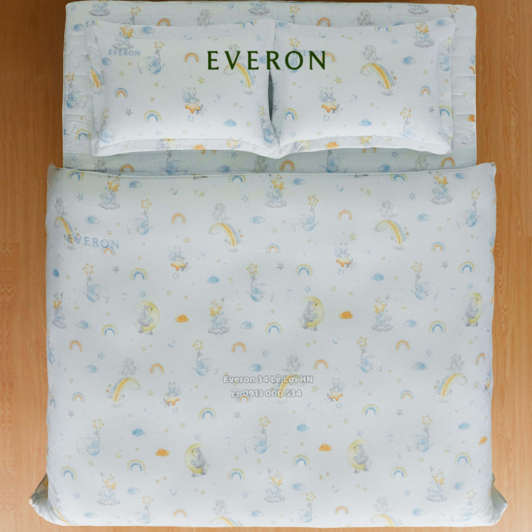 Mẫu chăn ga gối EVERON CPT 26201 Vườn thú trên mây vải Tencel cao cấp