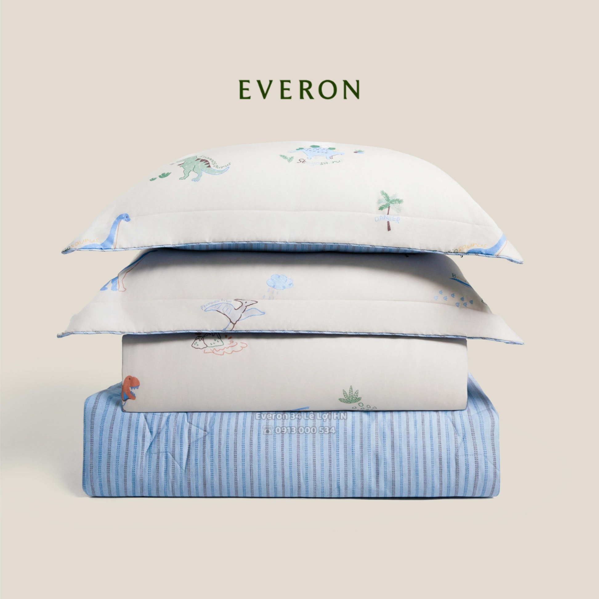 Mẫu chăn ga gối EVERON CPC 26204 Cuộc phiêu lưu của Cổ Dài & Ba Sừng vải Cotton Sateen