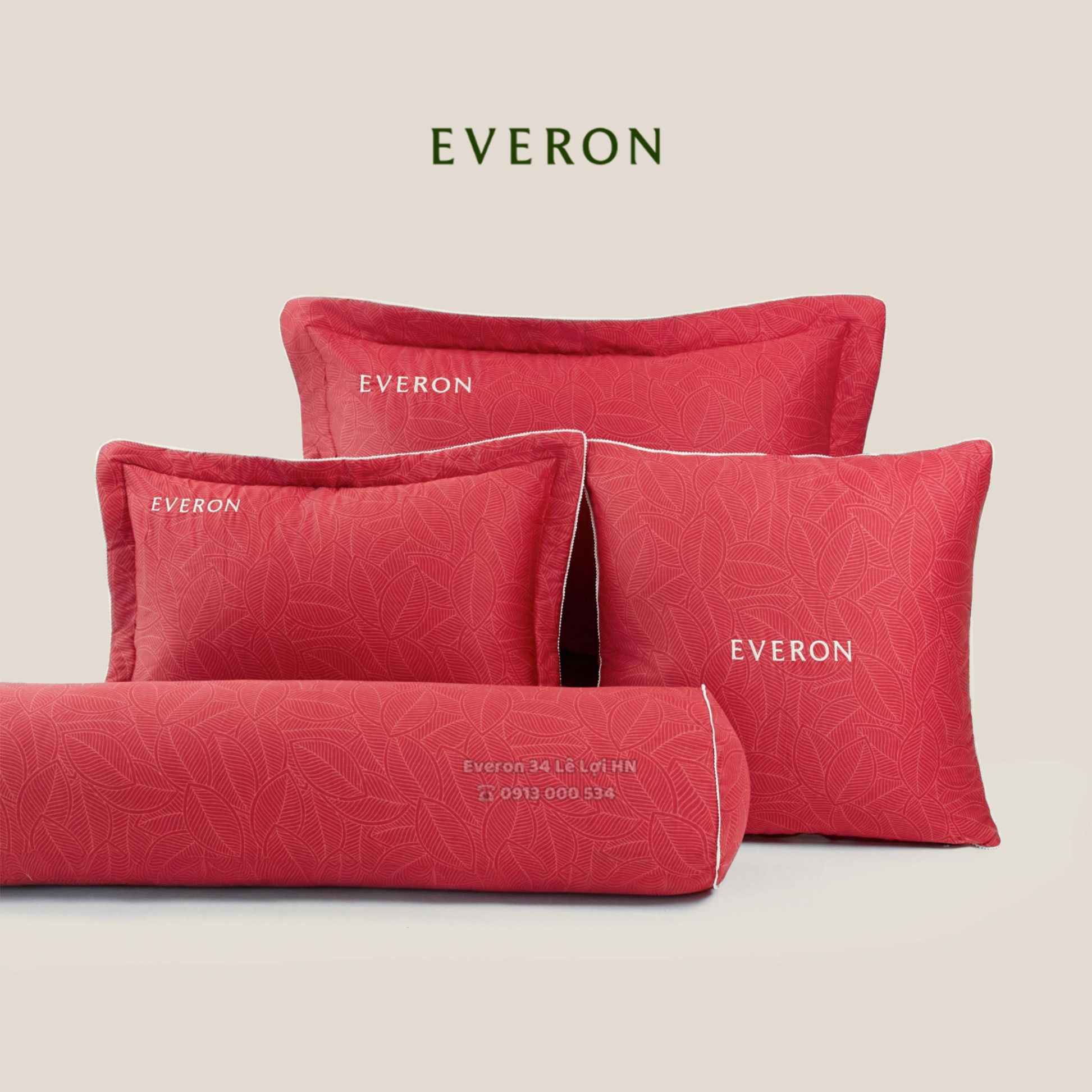 Mẫu chăn ga gối EVERON EPC 26016 Lá Thu Đỏ vải Cotton