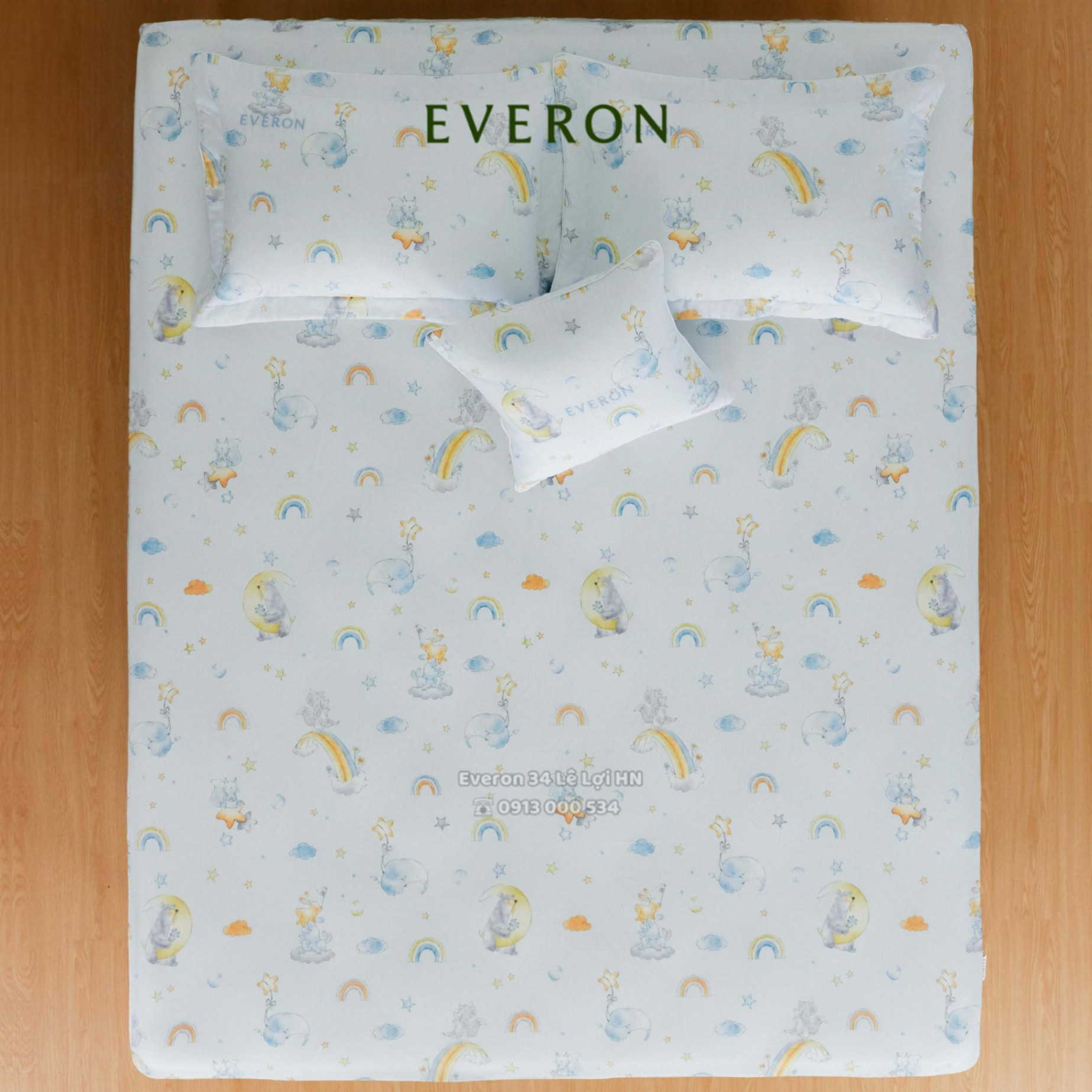 Mẫu chăn ga gối EVERON CPT 26201 Vườn thú trên mây vải Tencel cao cấp