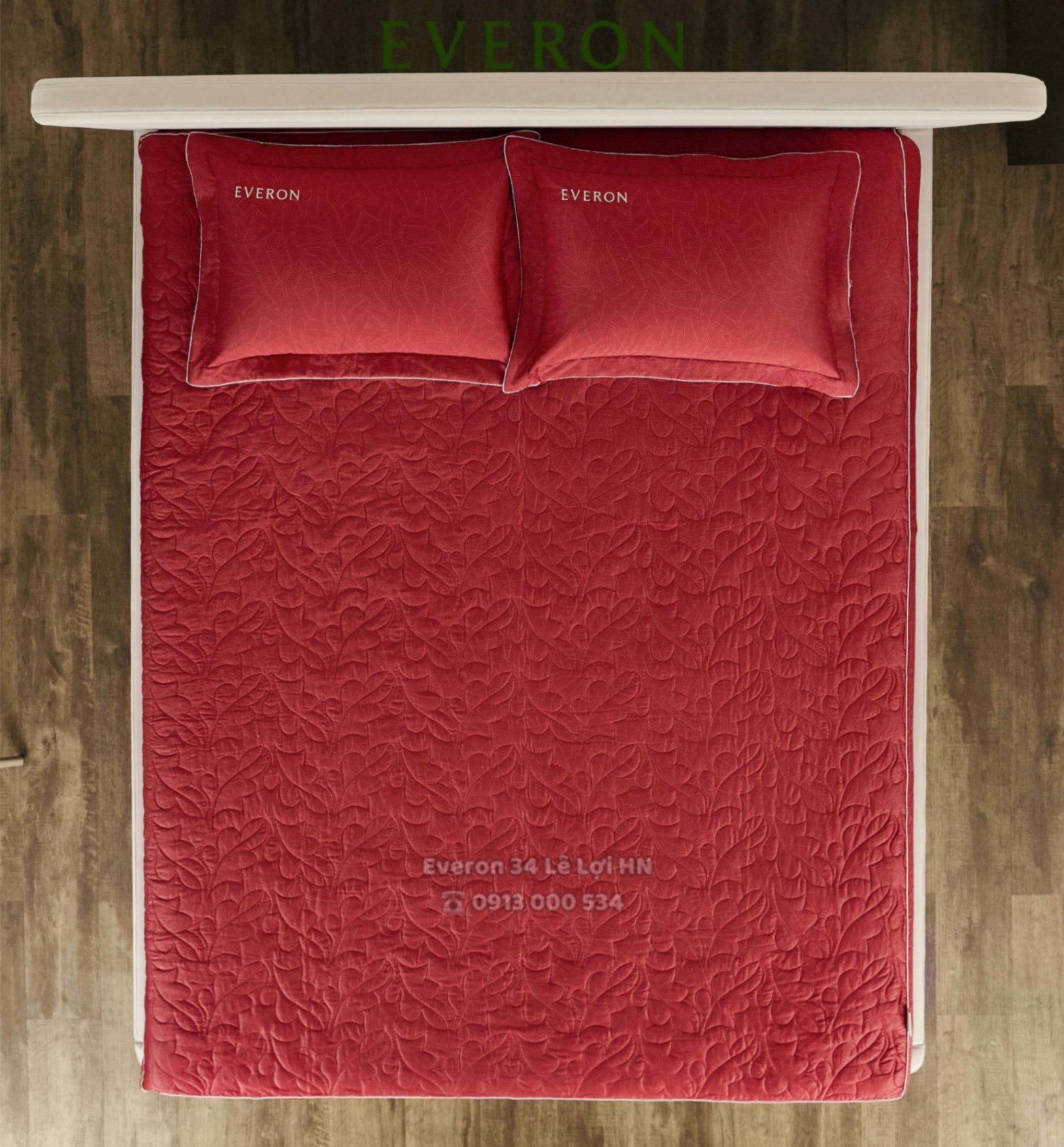 Mẫu chăn ga gối EVERON EPC 26016 Lá Thu Đỏ vải Cotton