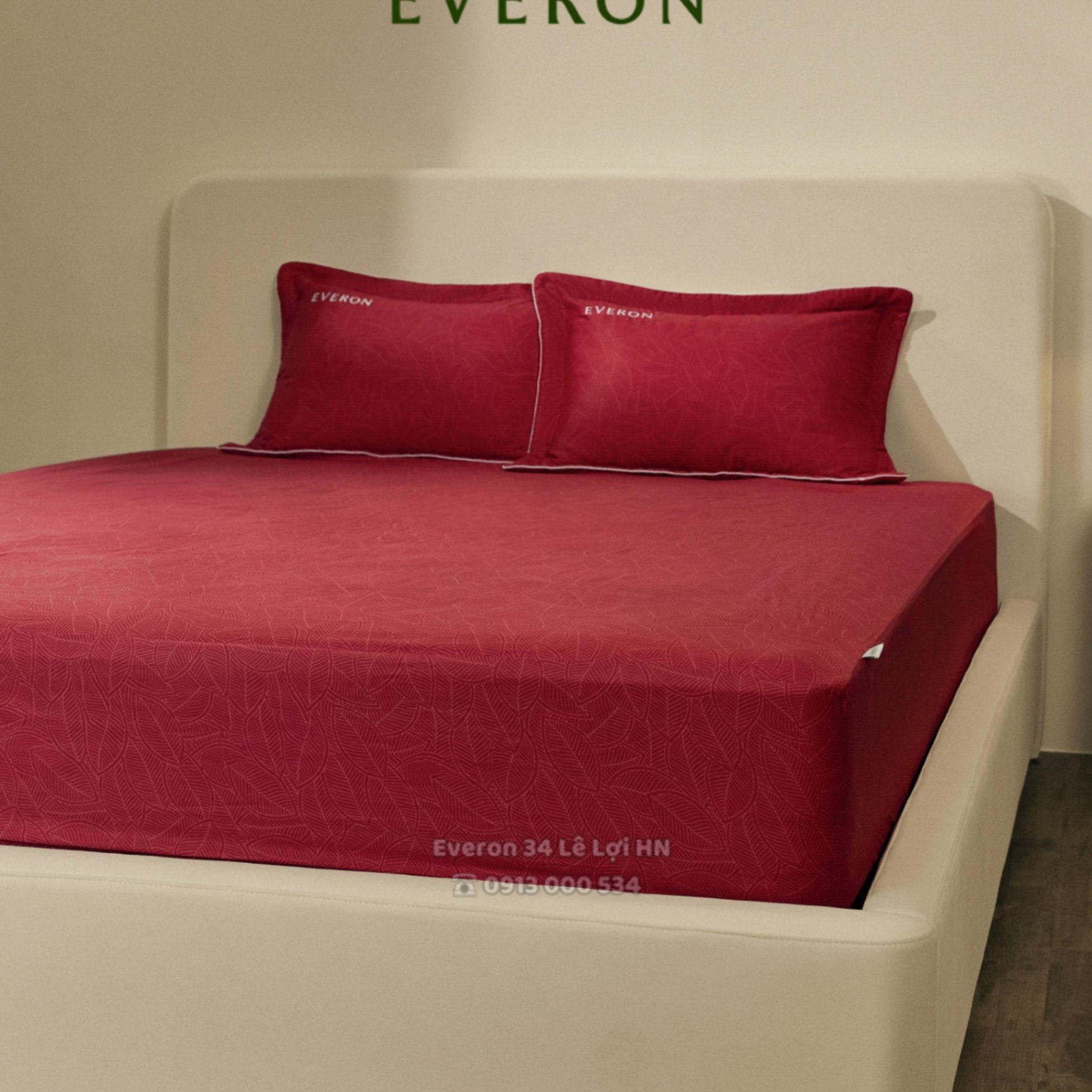 Mẫu chăn ga gối EVERON EPC 26016 Lá Thu Đỏ vải Cotton