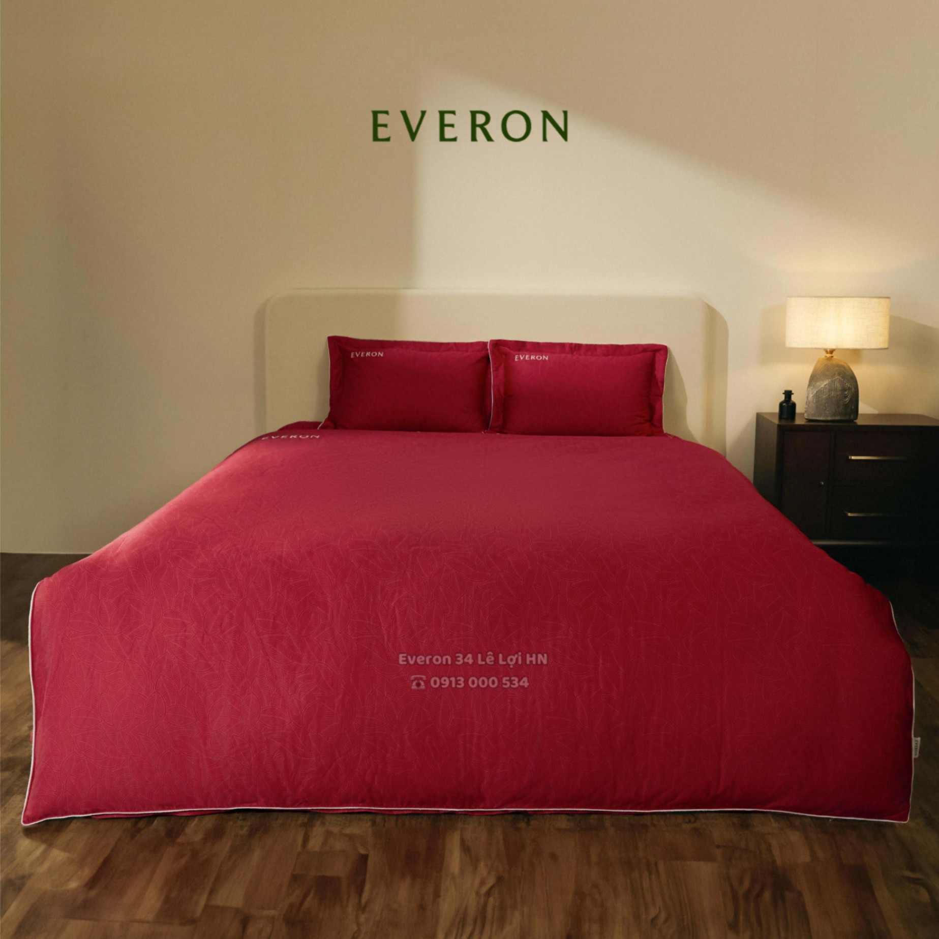 Mẫu chăn ga gối EVERON EPC 26016 Lá Thu Đỏ vải Cotton