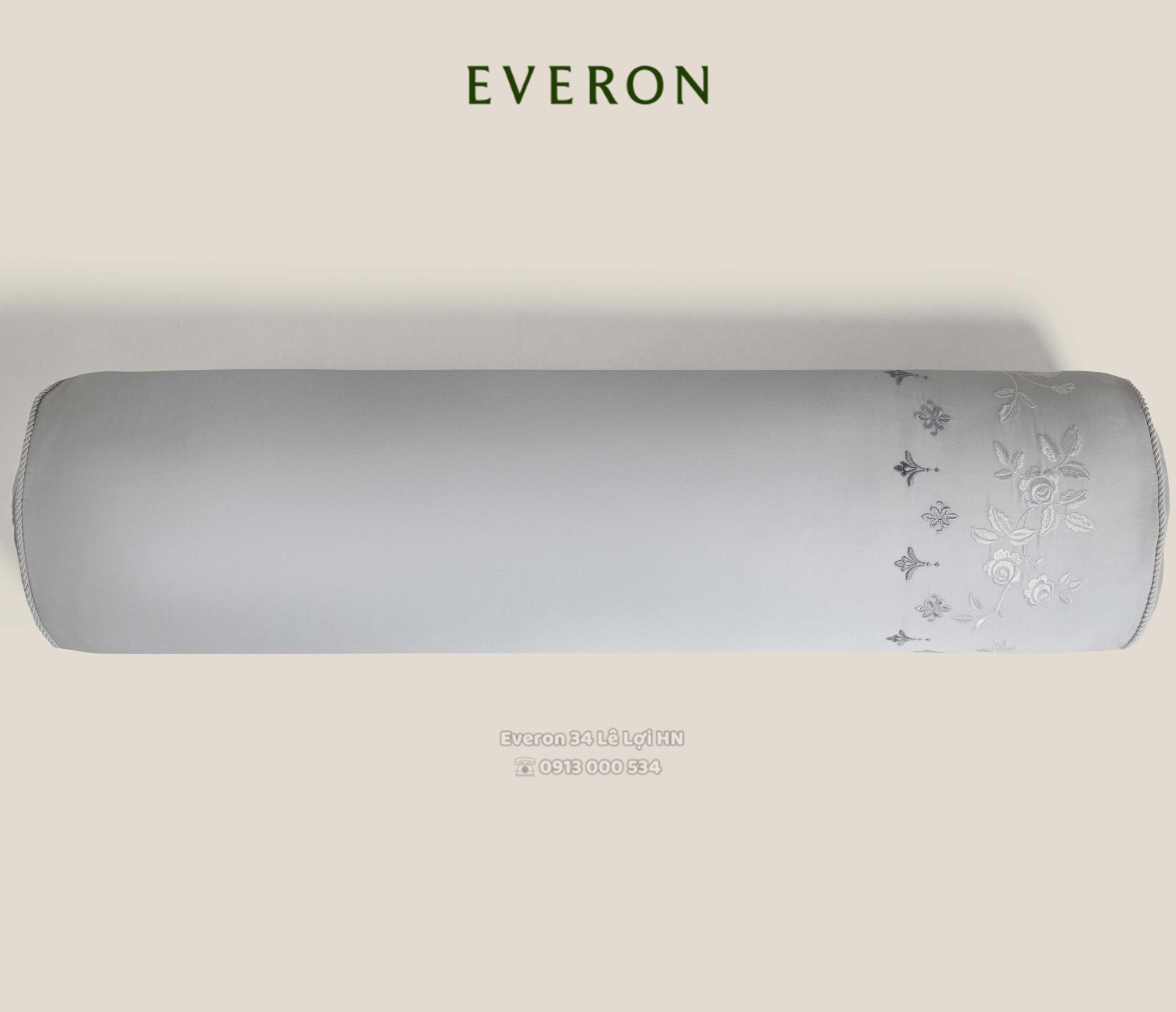 Bộ chăn ga Everon Artemis cao cấp ASBM 26101 màu platinum thêu vải lụa Silk - Cung điện Bạch Kim