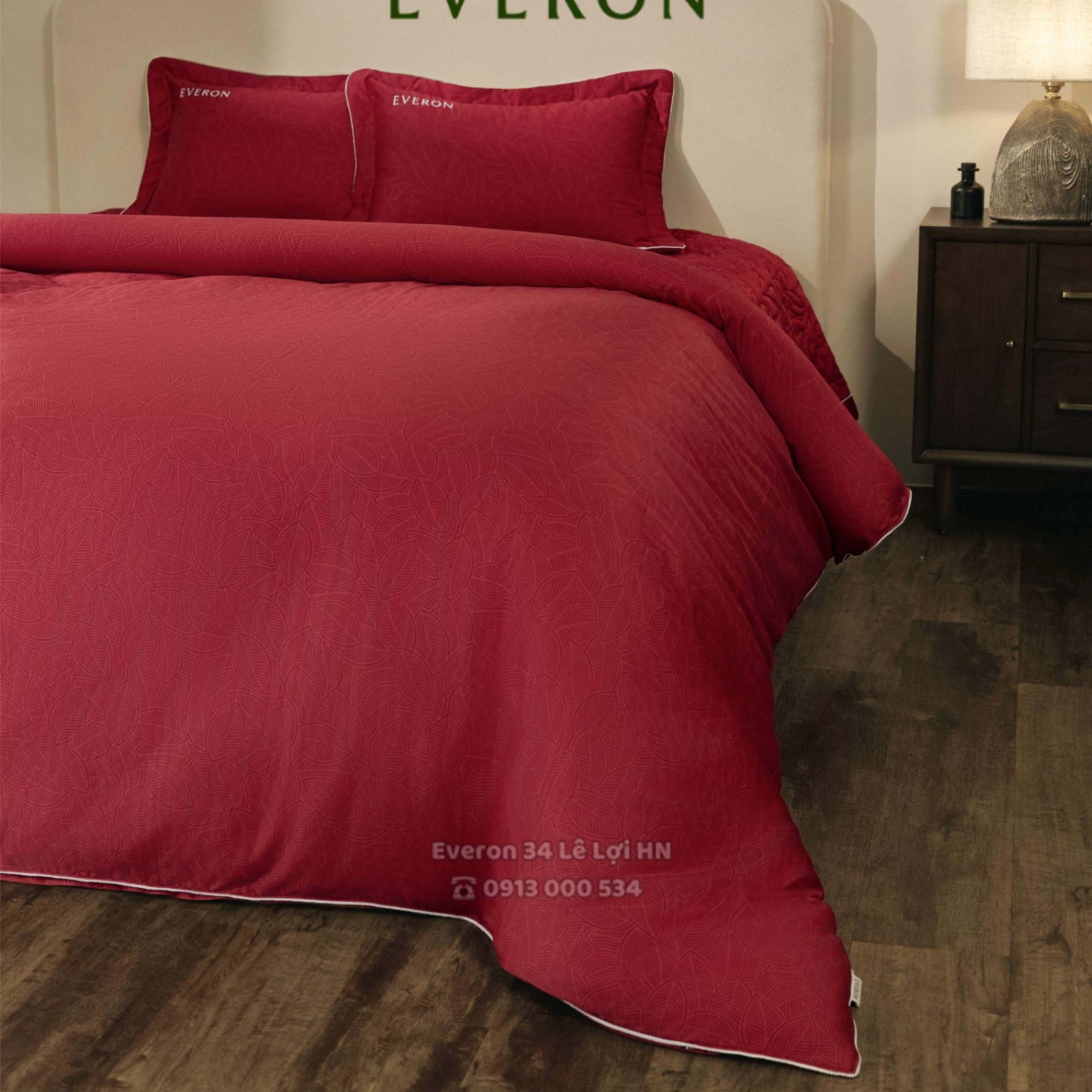 Mẫu chăn ga gối EVERON EPC 26016 Lá Thu Đỏ vải Cotton