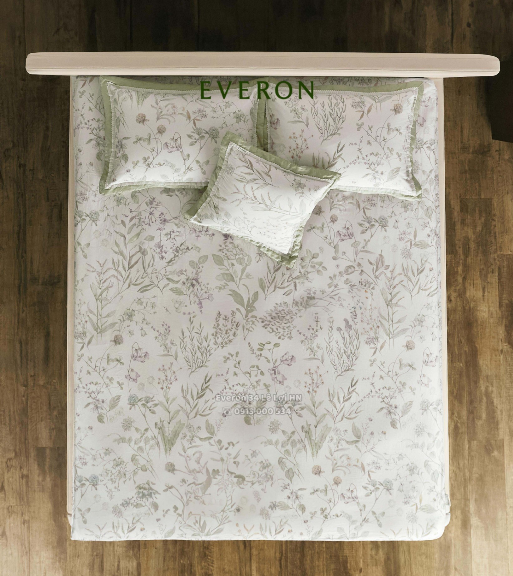 Bộ chăn ga gối EVERON EPC 26014 Sách Hoa, vải Cotton