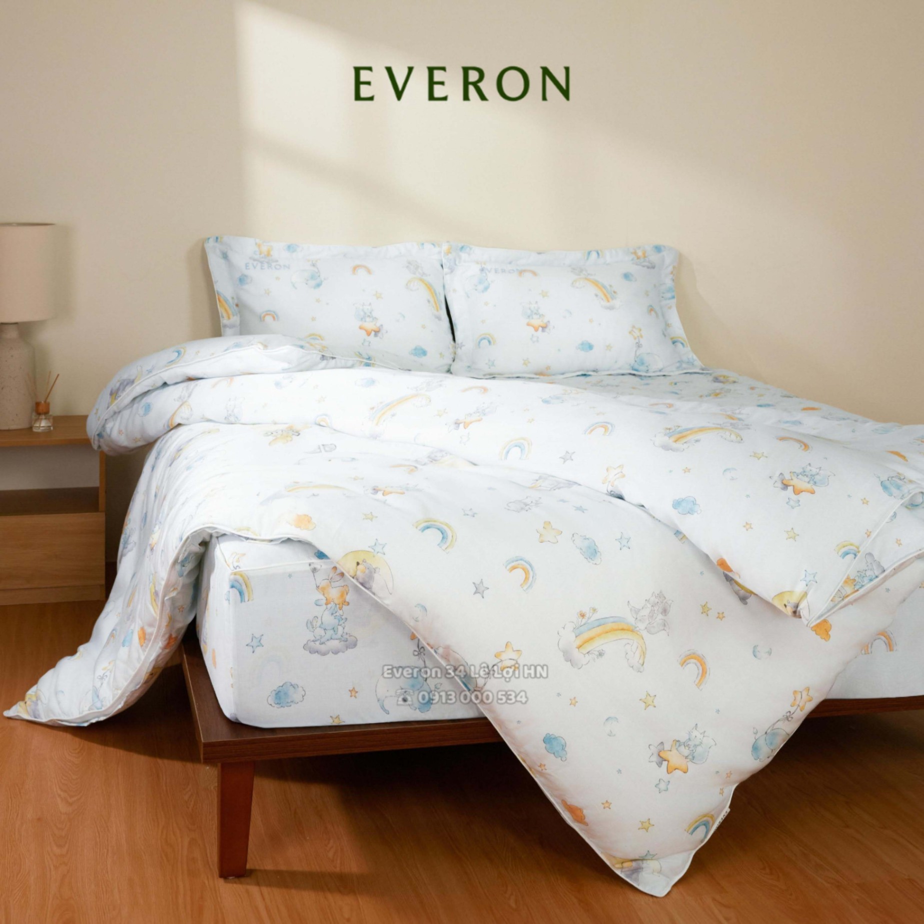 Mẫu chăn ga gối EVERON CPT 26201 Vườn thú trên mây vải Tencel cao cấp