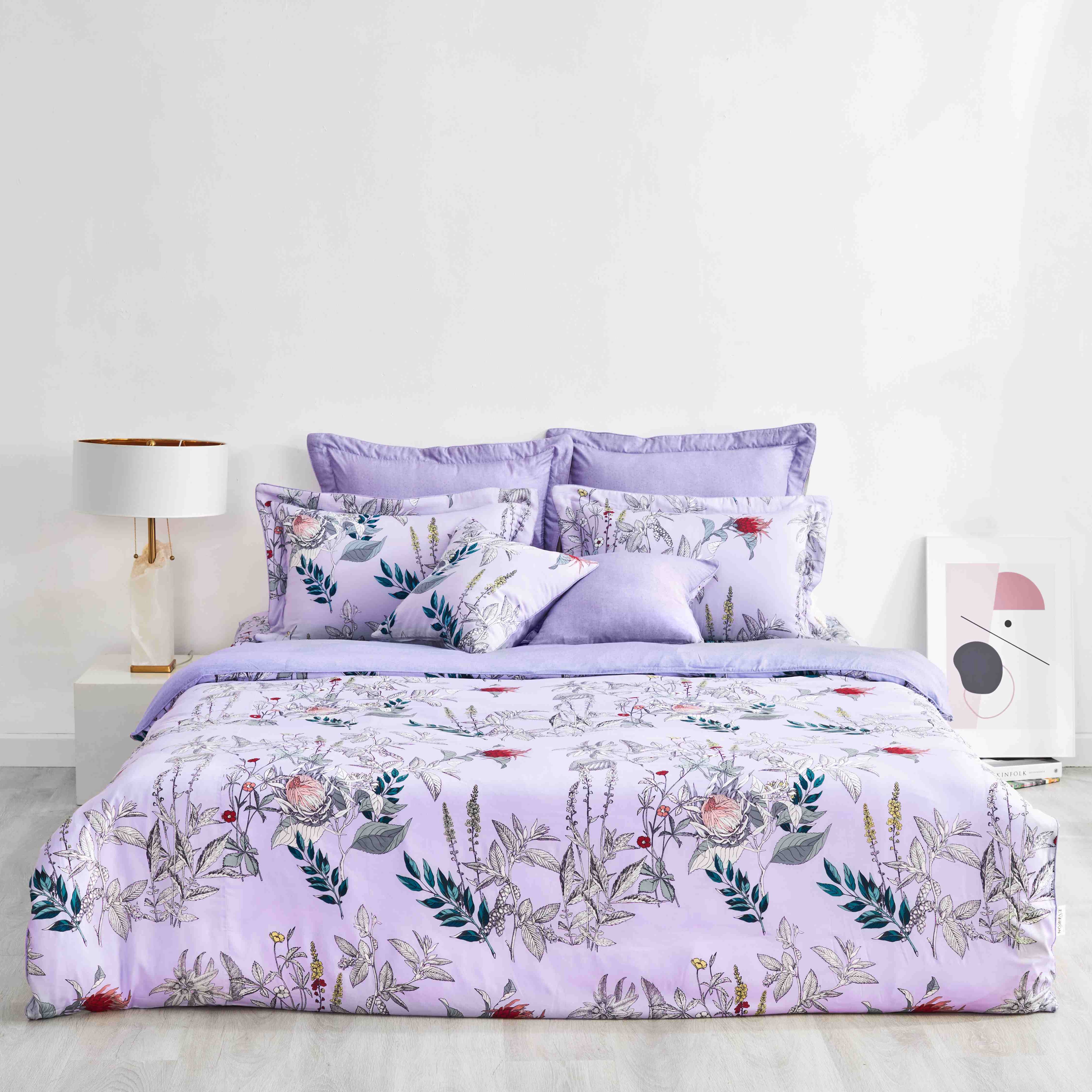 Bộ chăn ga Everon EPM 21072 (Vải Modal) rừng hoa màu tím pastel