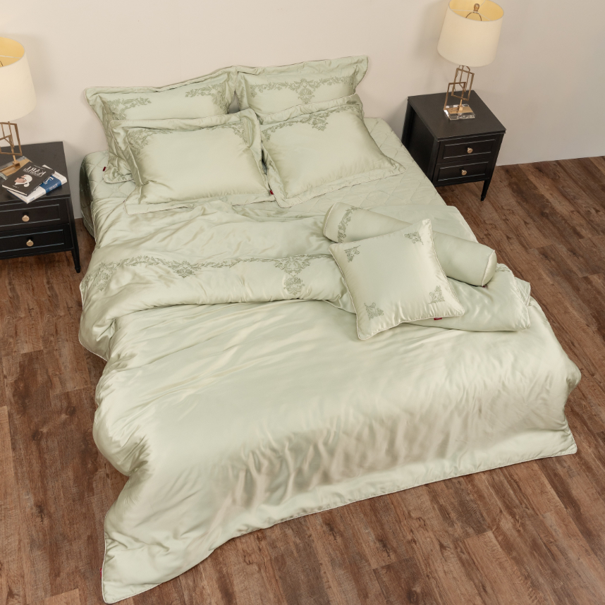 Mẫu chăn ga Artemis cao cấp màu xanh pastel ASBM 27101