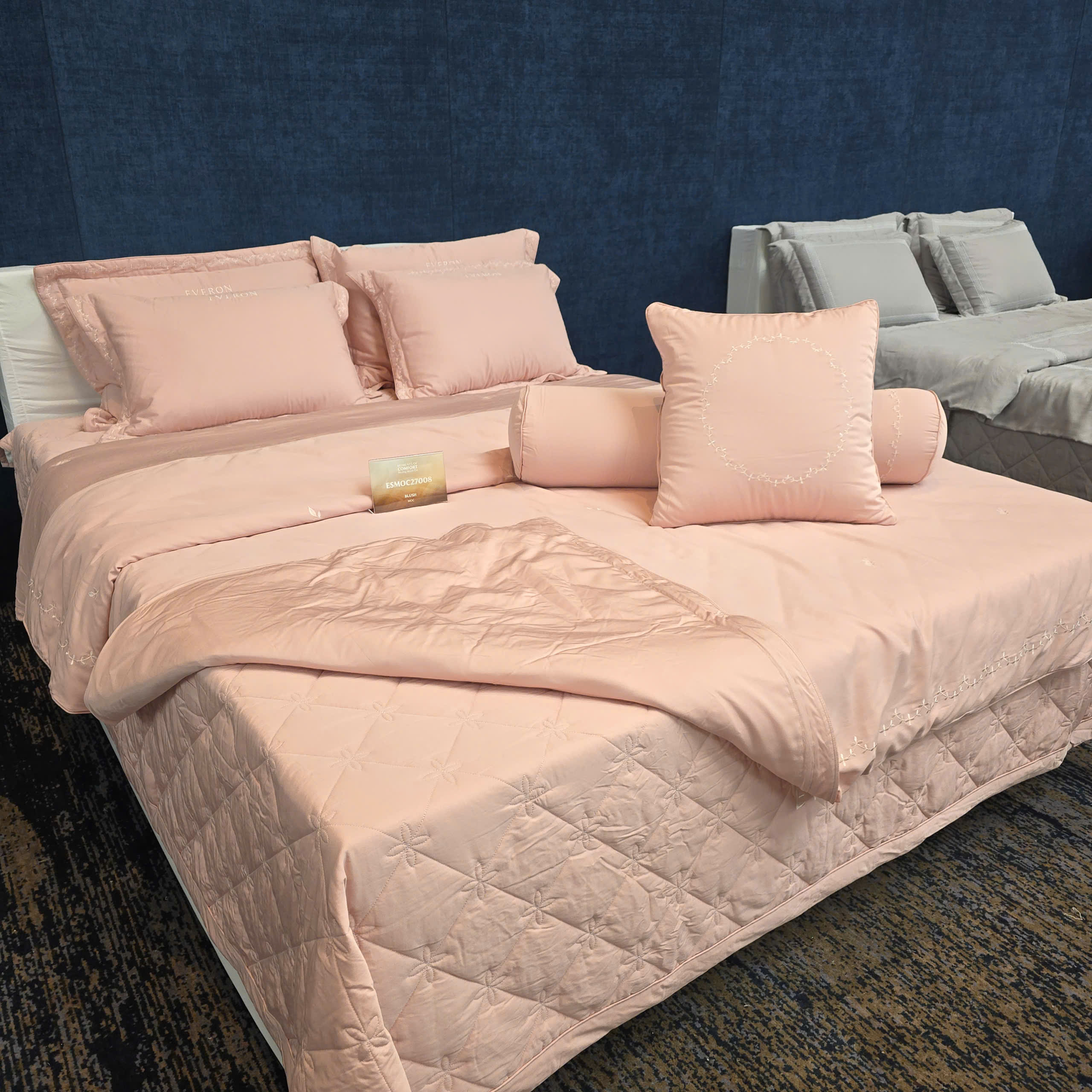 Mẫu chăn ga EVERON màu hồng pastel vải Modal cotton ESMOC 27008