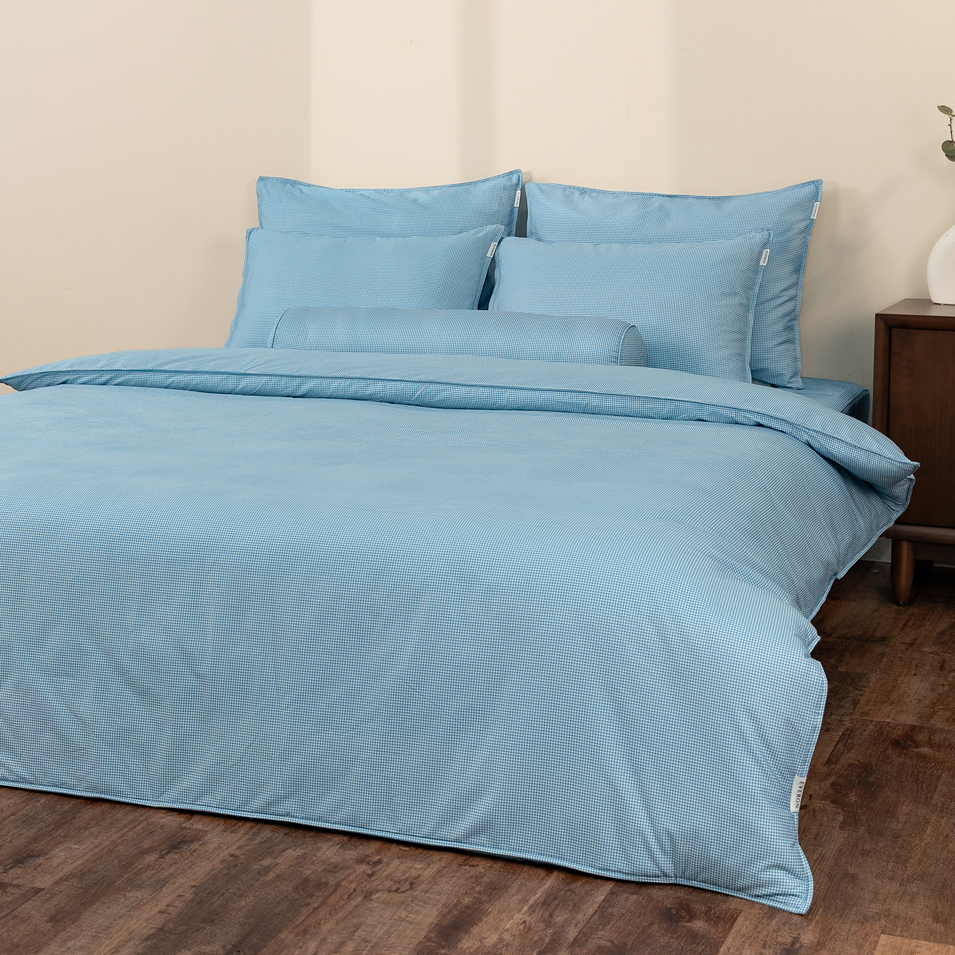 Mẫu chăn ga Everon bassic màu kẻ xanh BPC702