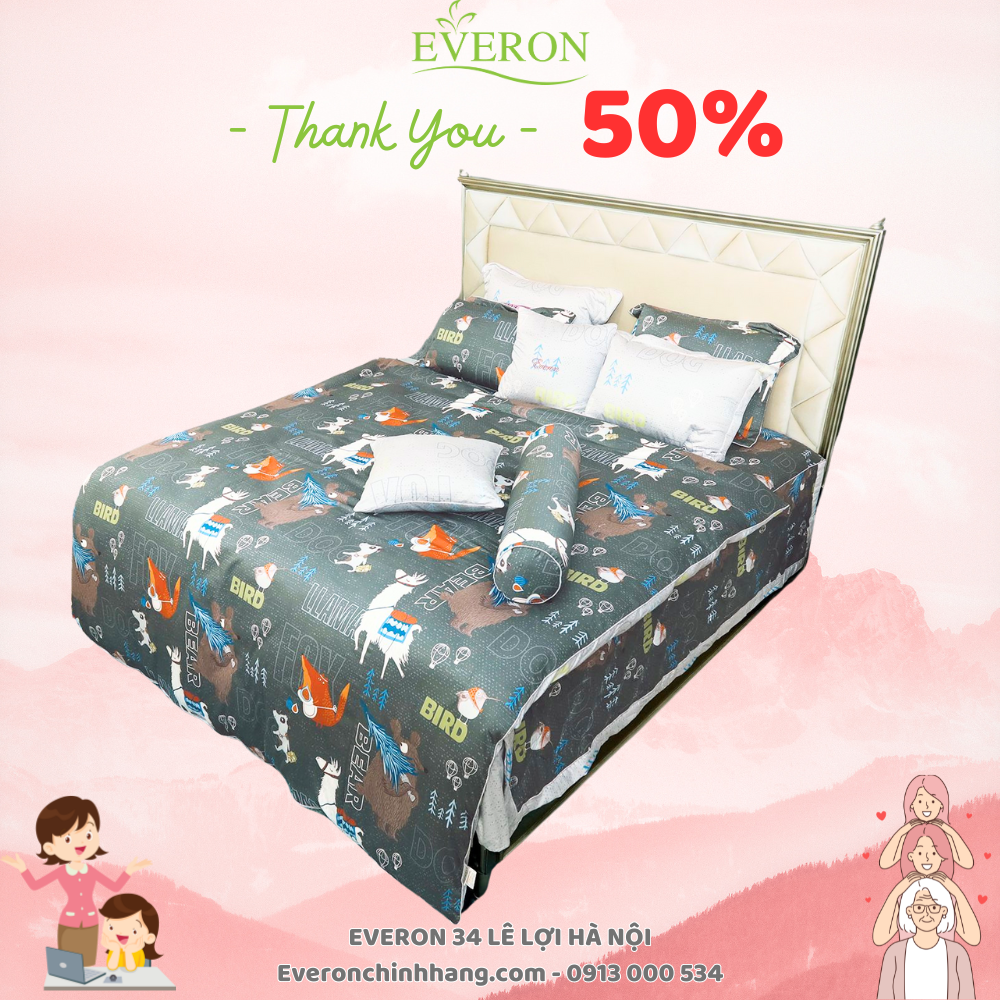 Sale Bộ chăn ga Everon EPC 20051 (Vải cotton) khu rừng bí ẩn cho bé