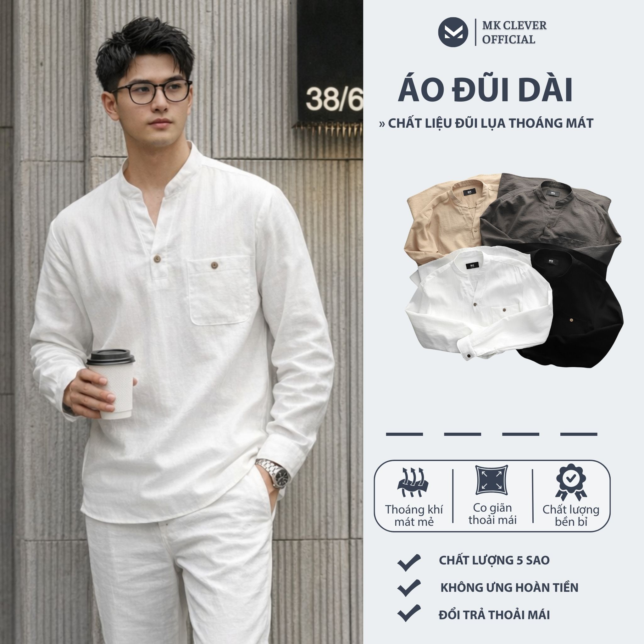 MK - Áo đũi lụa dài tay