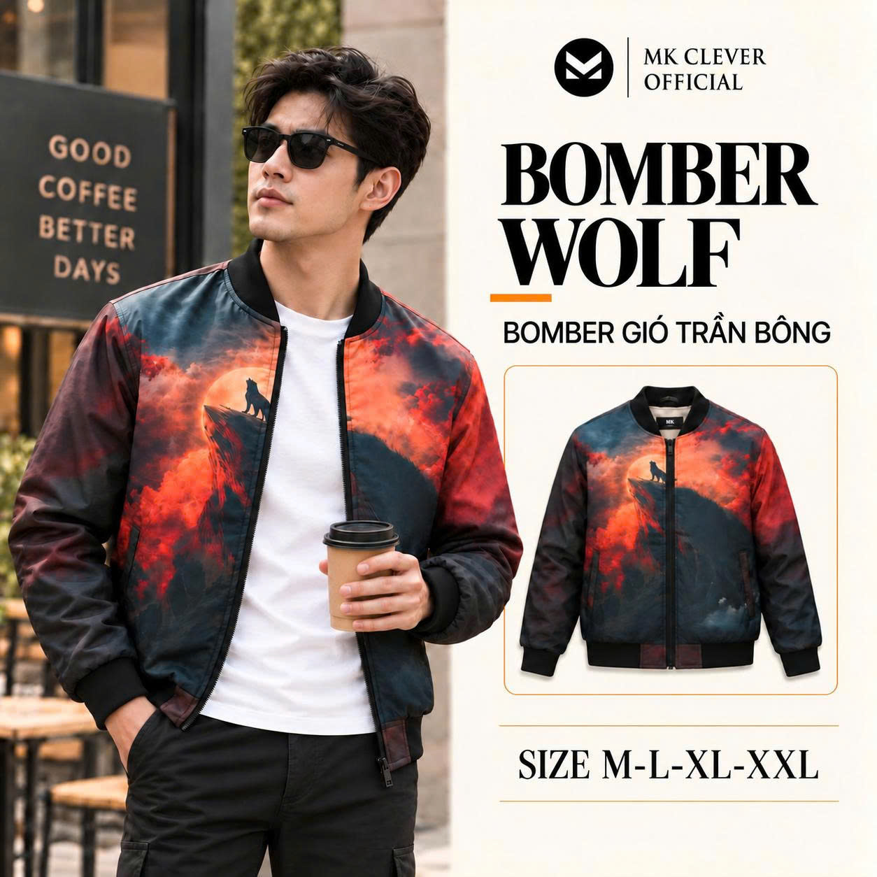 MK - Áo khoác bomber gió Wolf