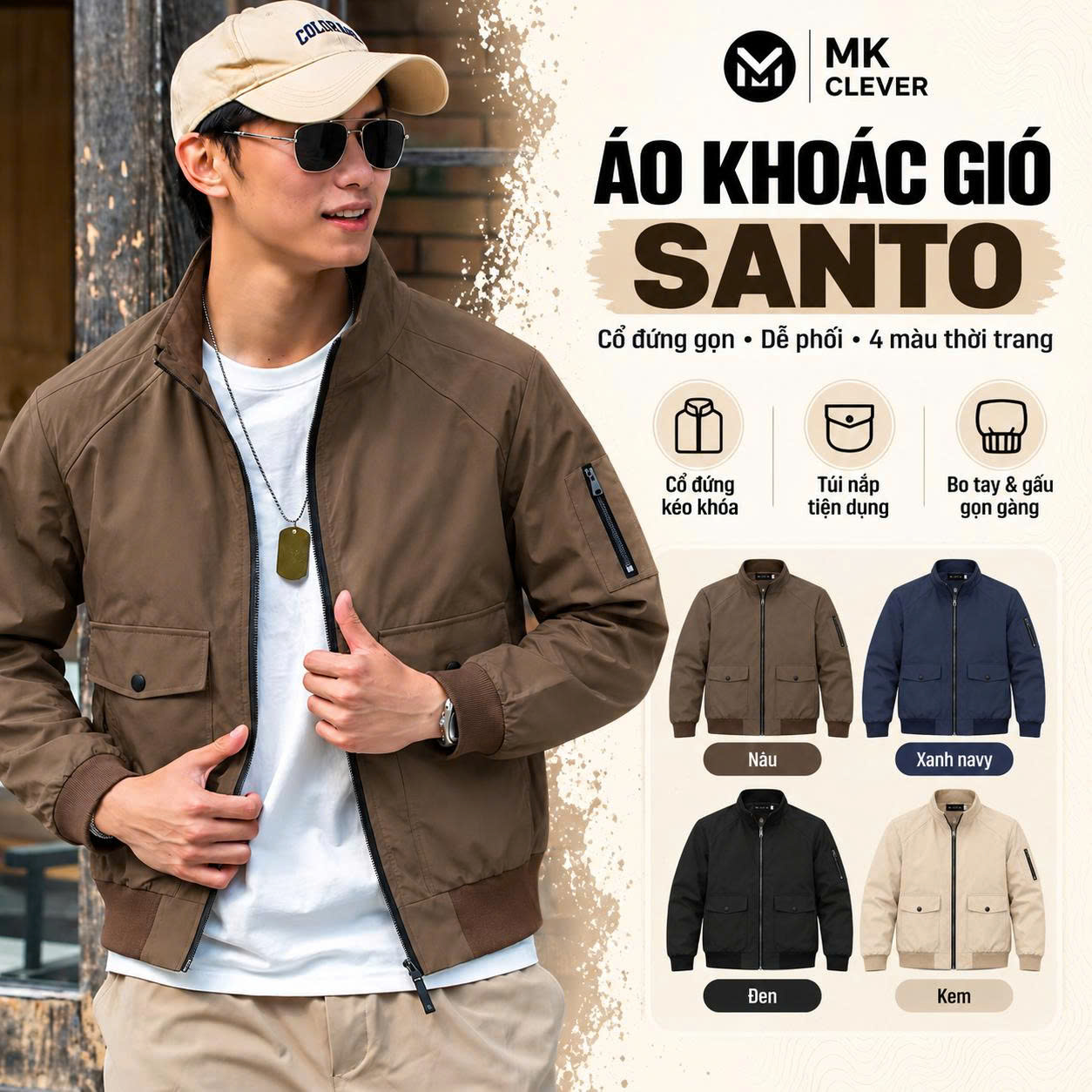 MK - Áo khoác gió Santo